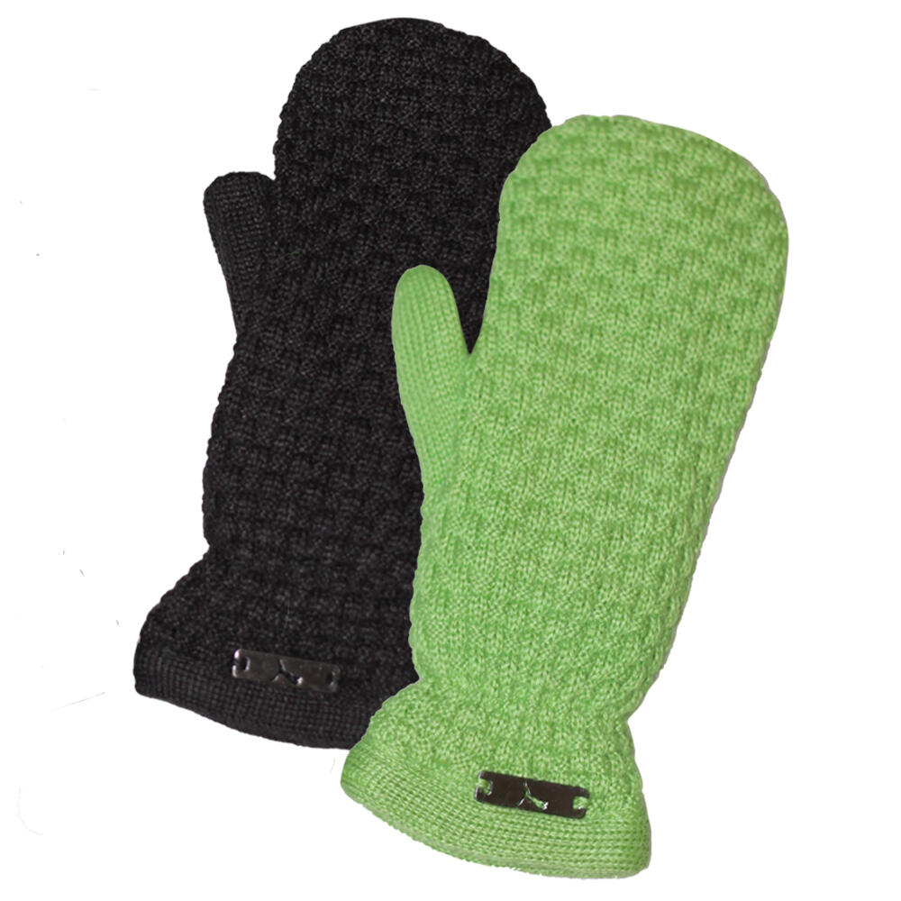 Womens/Ladies Chunky Weave Mittens (Black) 2/2