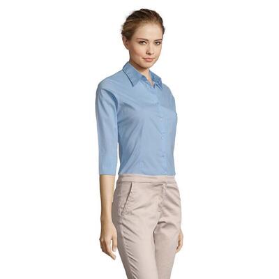 Dames stretch 3/4 mouwen blouse (donkerblauw)