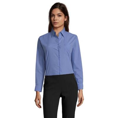 Dames executive poplin business blouse met lange mouwen (zwart)