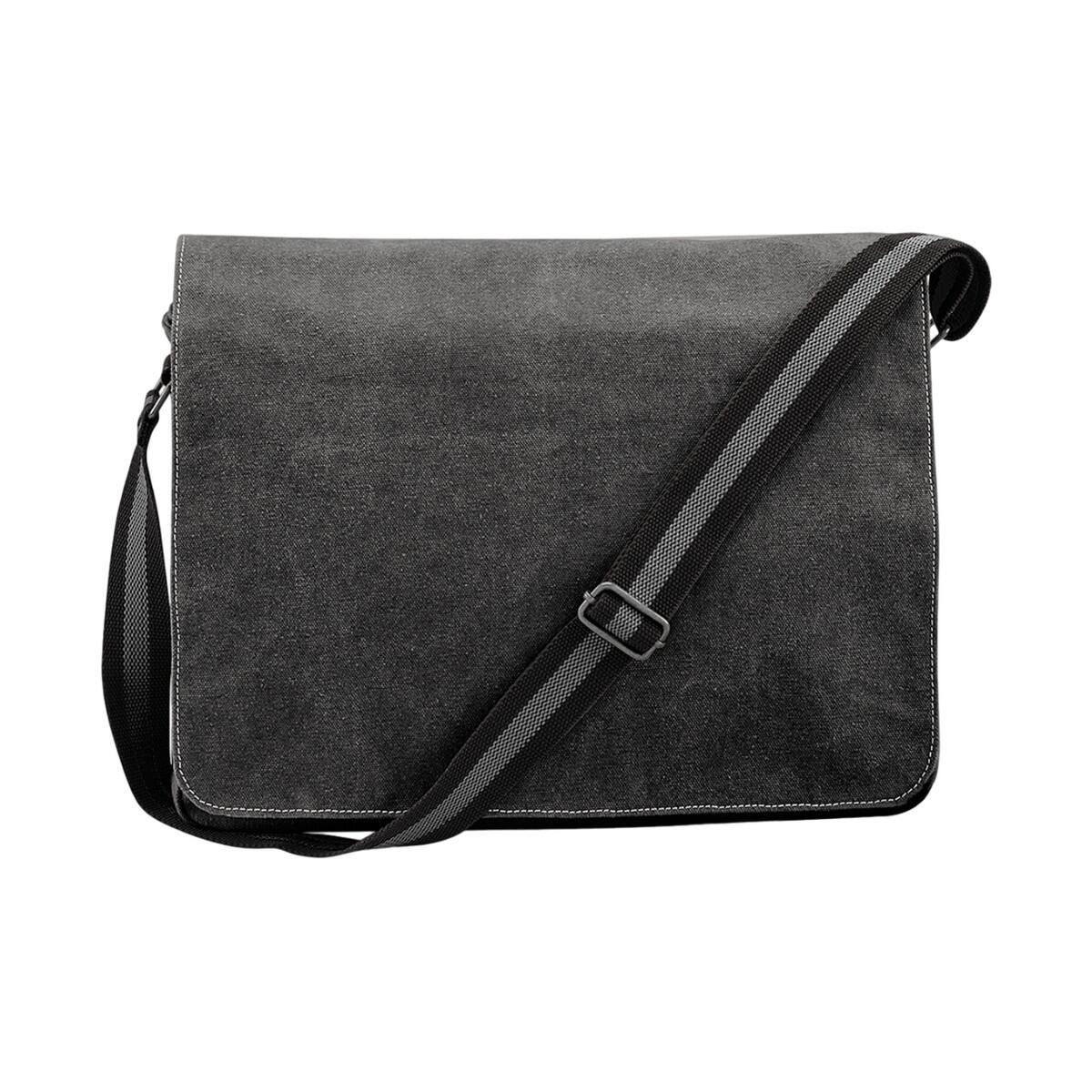 QUADRA Vintage Canvas Messenger Bag (Vintage Black)