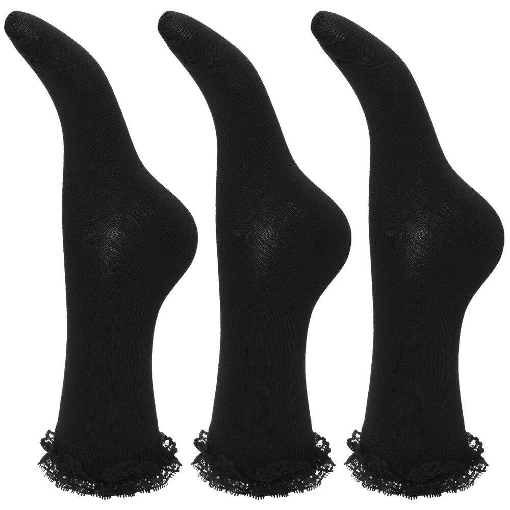 Socken mit Rüschen Abschluss (3er Pack) Mädchen Schwarz 2/2