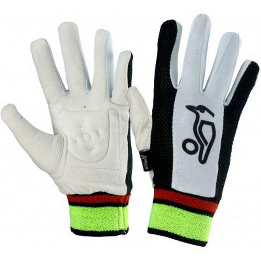 KOOKABURRA Childrens/Kids Padded Chamois Wicket Keeping Inner Gloves (White/Black/Green)