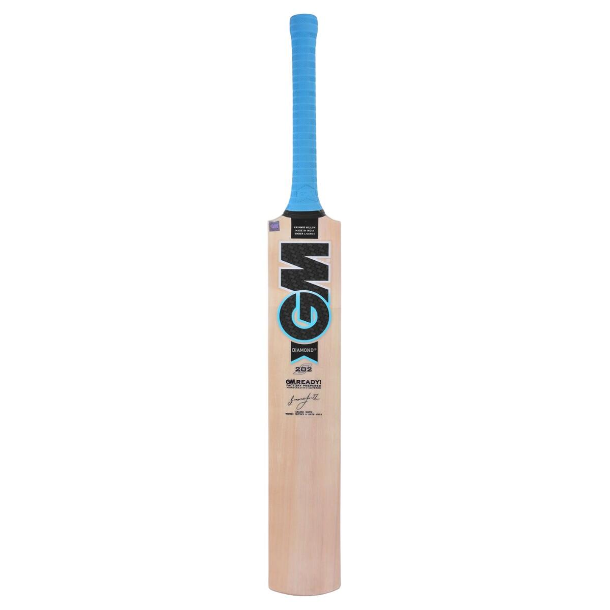 GUNN AND MOORE Diamond 202 Kashmir Willow Cricket Bat (Cool/Blue/White)