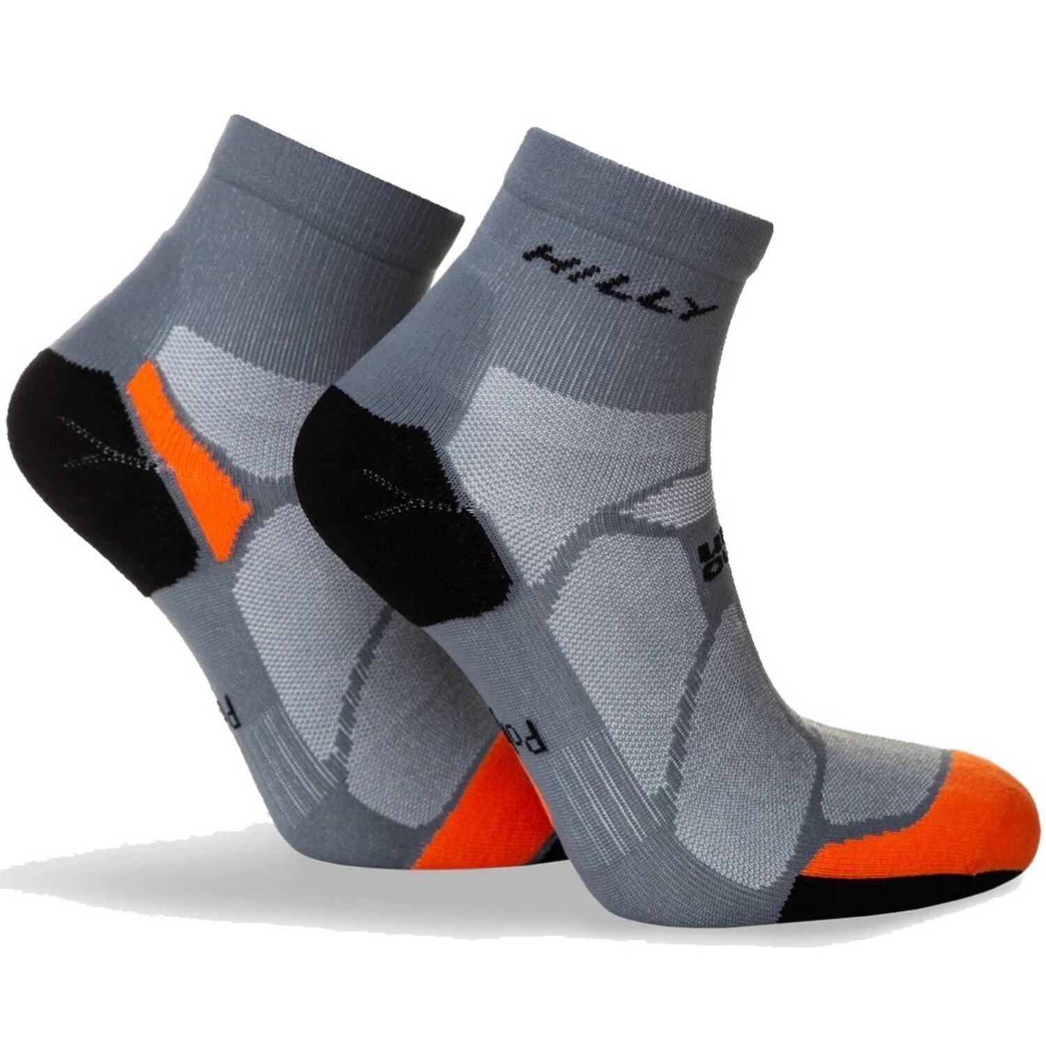 Mens Marathon Fresh Ankle Socks (Minimum Grey/Orange) 2/3
