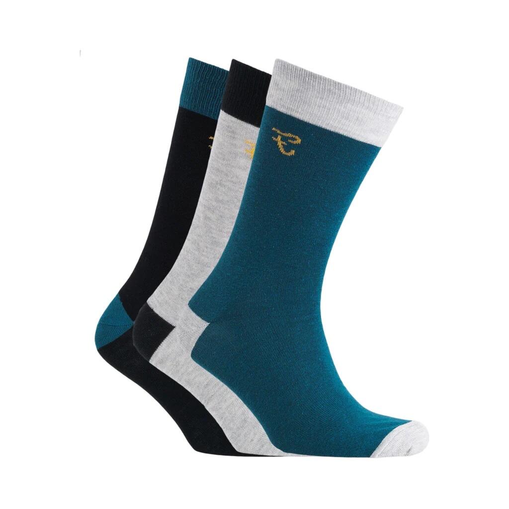 Mens Darby Socks (Pack of 3) (Black/Bottle Green/Light Grey) 1/4
