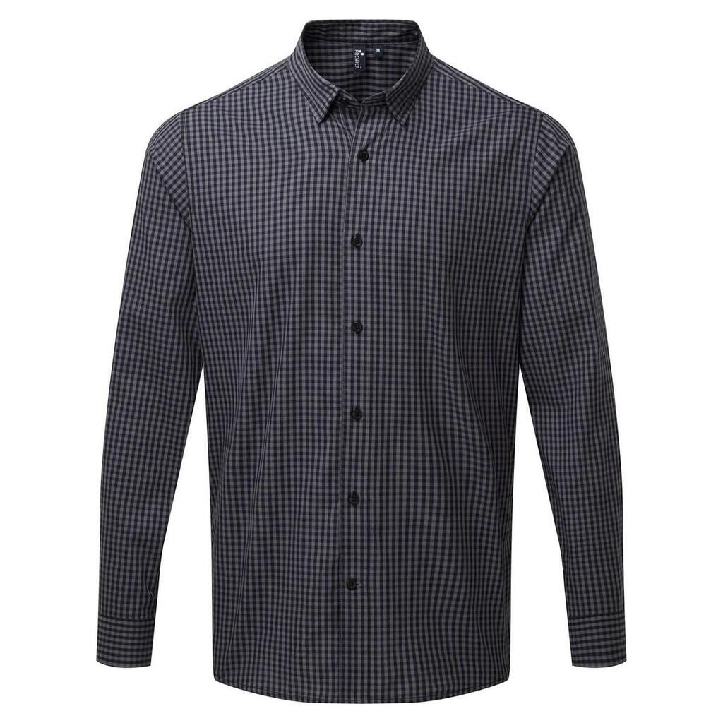 Mens Maxton Checked LongSleeved Shirt (Steel/Black)