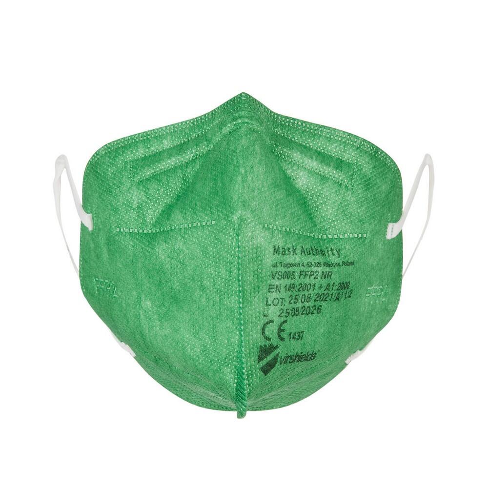 VIRSHIELDS Máscara facial FFP2 de 5 camadas (embalagem de 10) Verde