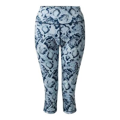 Dames influential ii slangenprint 3/4 lengte legging (blauw)