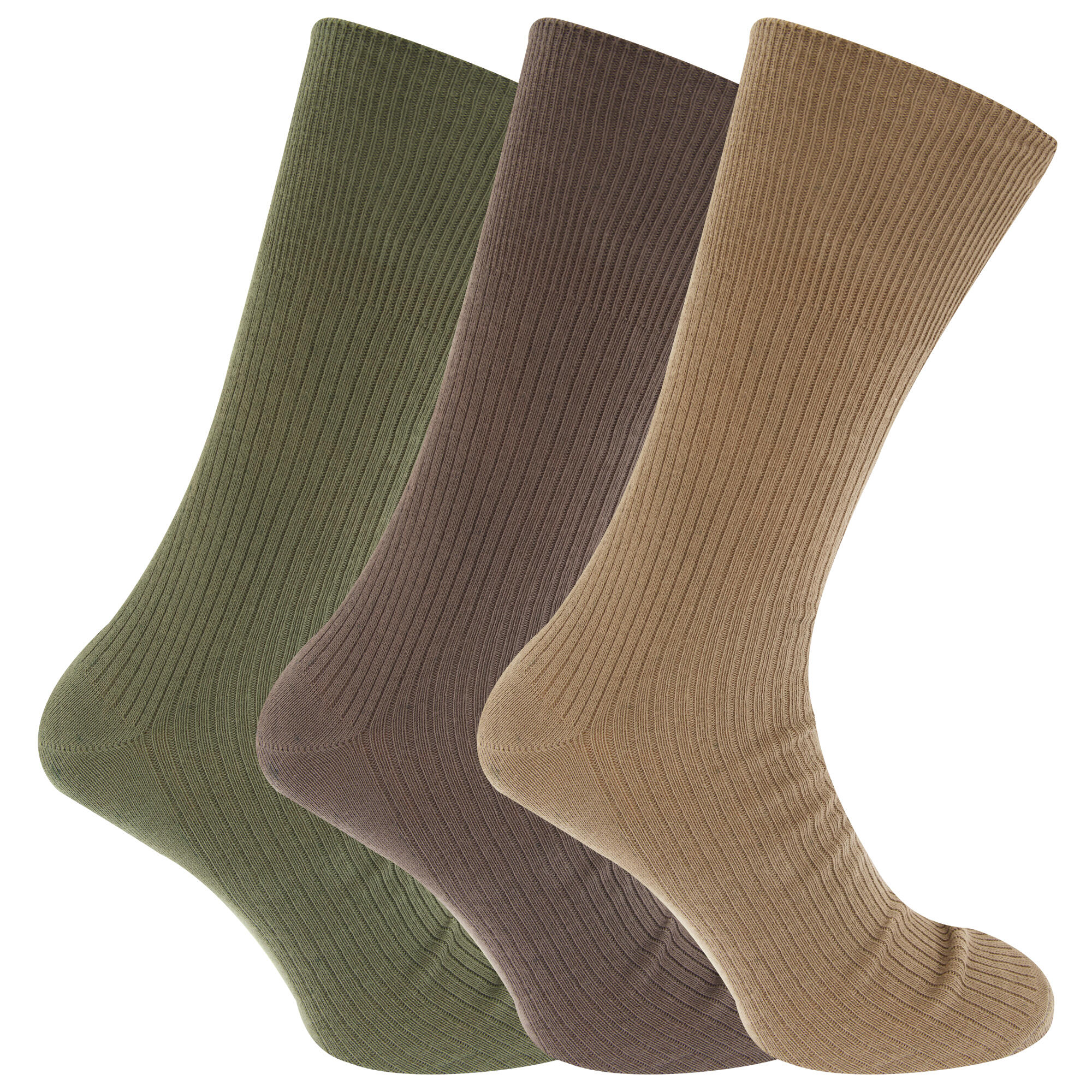 UNIVERSAL TEXTILES Mens Big Foot Non Elastic Diabetic Socks (3 Pairs) (Brown/Olive/Biege)