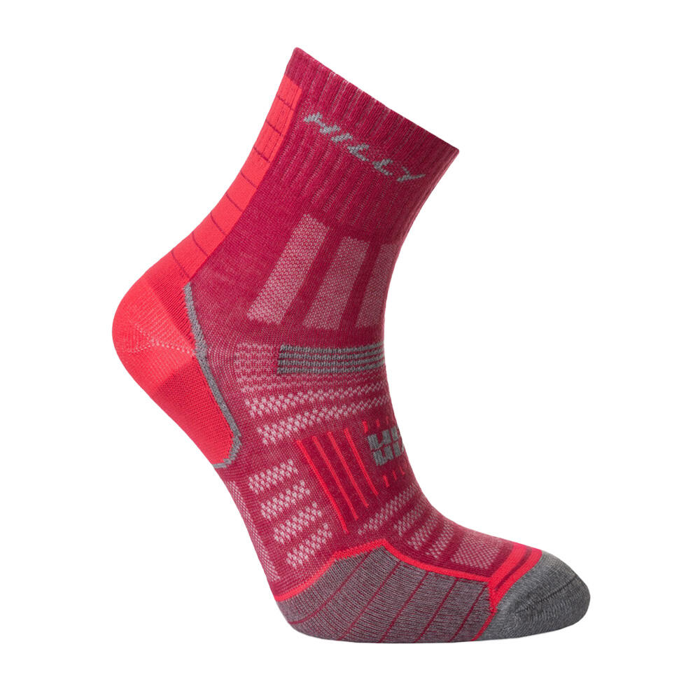 Womens/Ladies Twin Skin Ankle Socks (Magenta/Grey Marl) 3/4