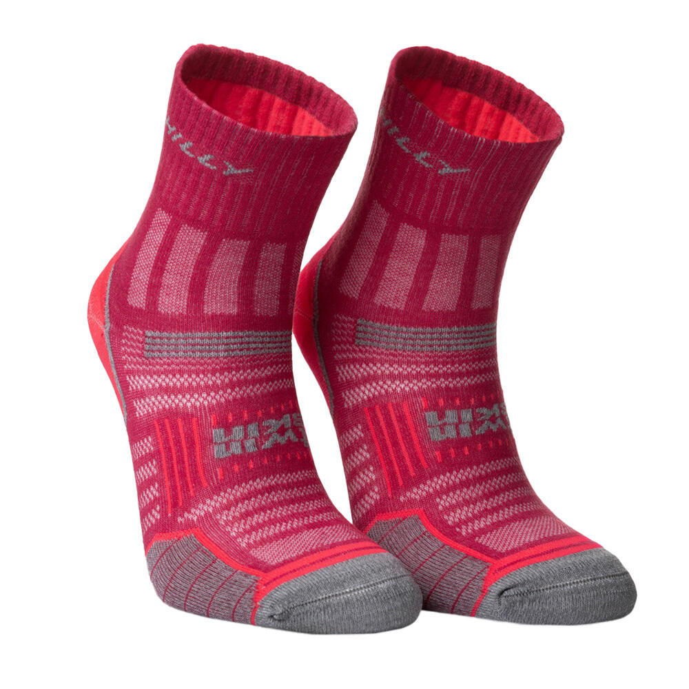 Womens/Ladies Twin Skin Ankle Socks (Magenta/Grey Marl) 4/4