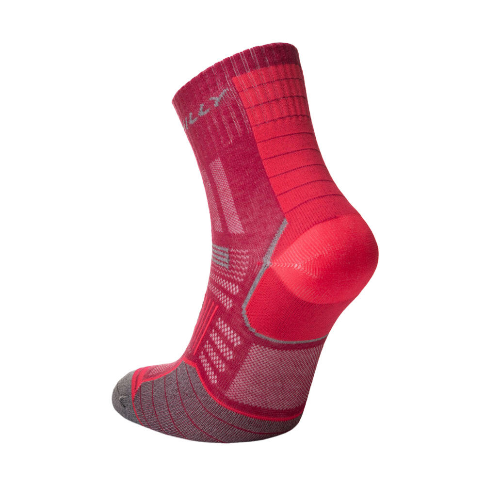 Womens/Ladies Twin Skin Ankle Socks (Magenta/Grey Marl) 2/4