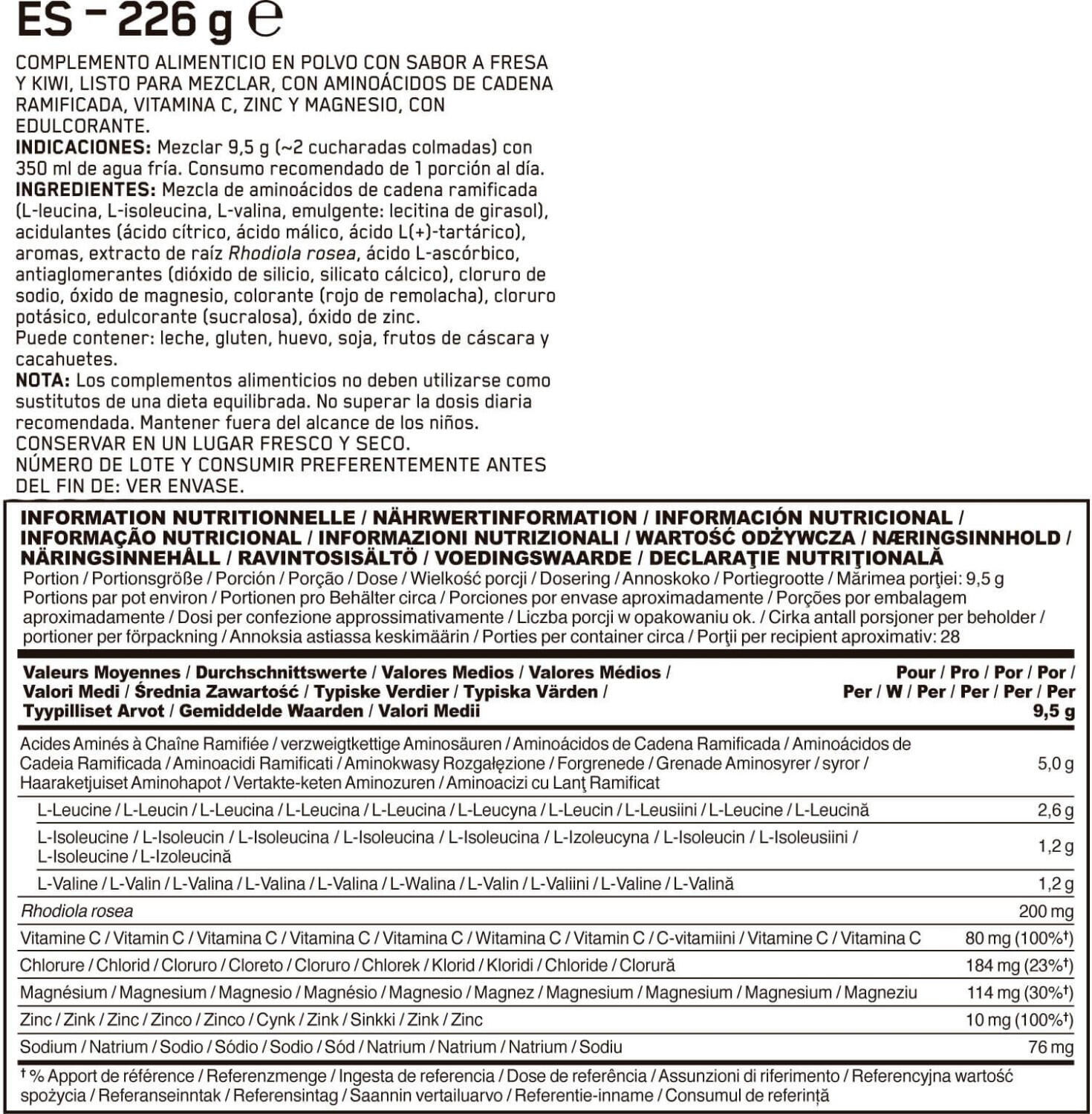 Gold Standard BCAA Train+ Sustain - 266g Morango com Kiwi da Optimum Nutrition 3/4
