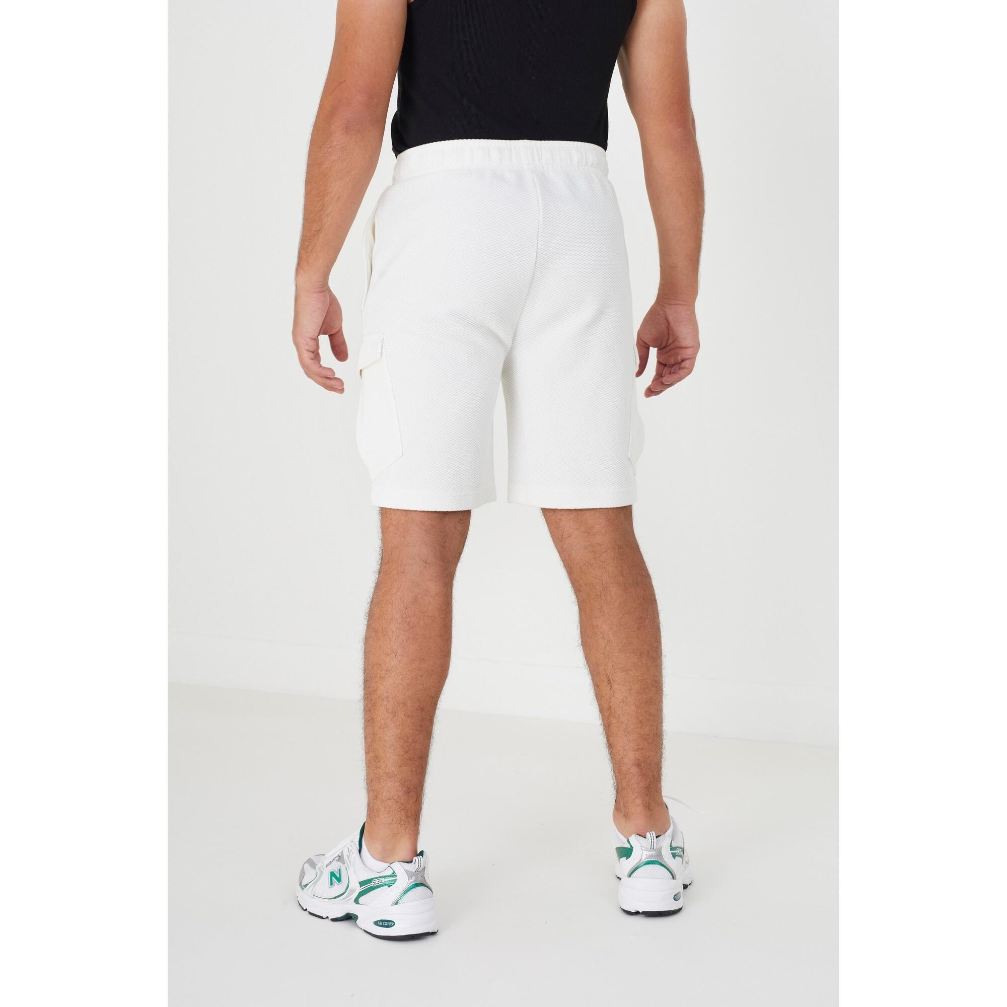 Mens Cadby Textured Cargo Shorts (Cream) 2/4