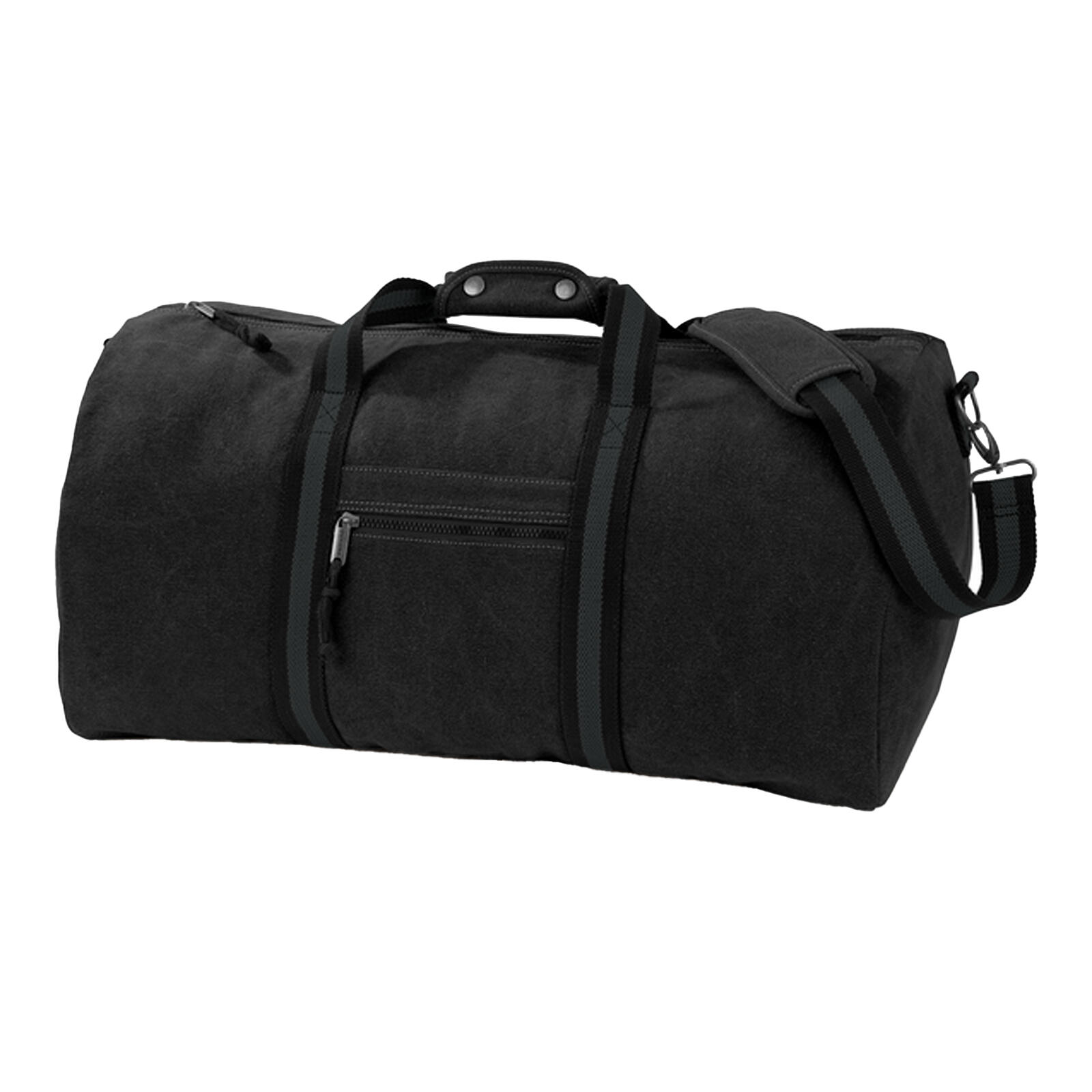 QUADRA Vintage Canvas Holdall Duffle Bag 45 Litres (Pack of 2) (Vintage Black)