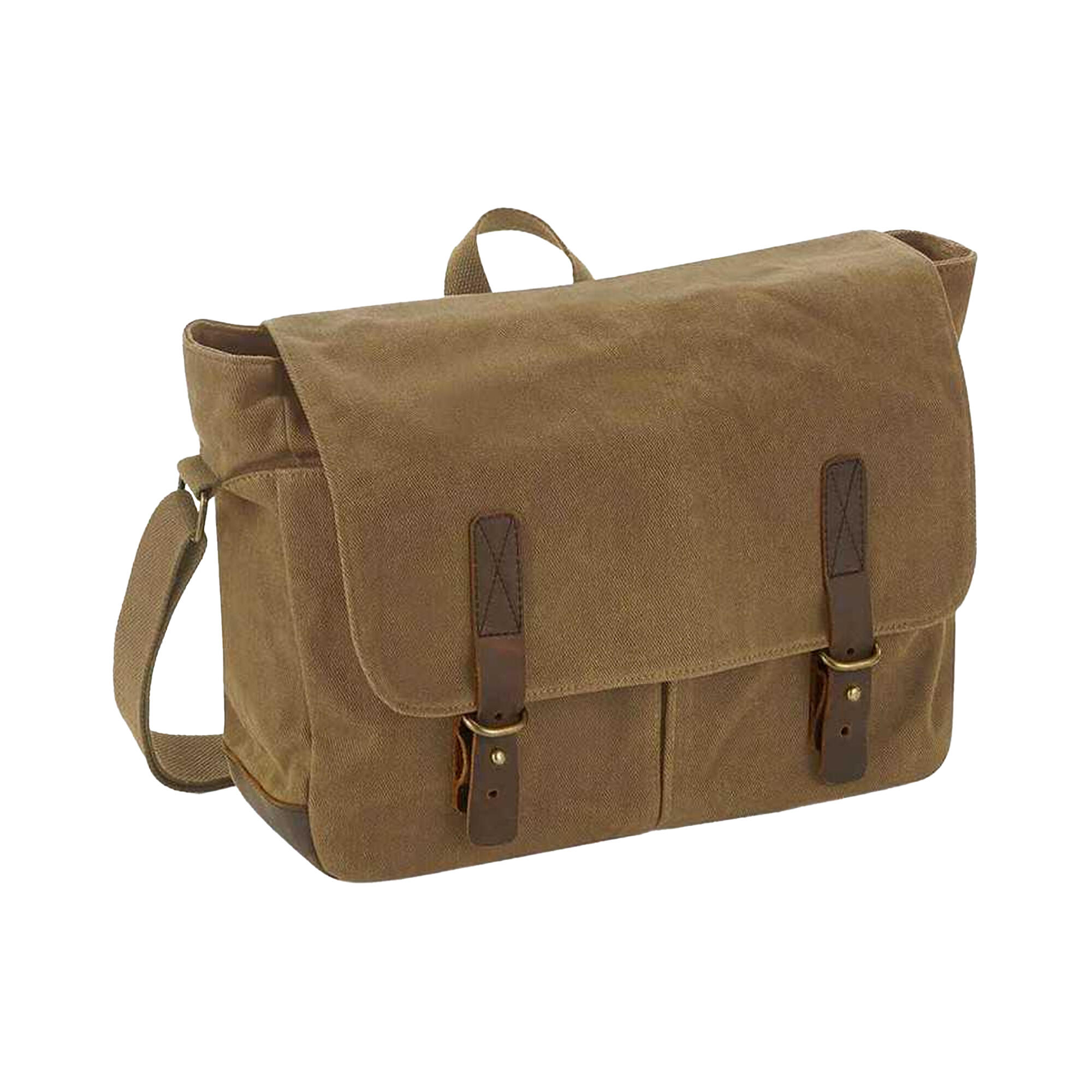 QUADRA Heritage Leather Trim Messenger Bag (Desert Sand)