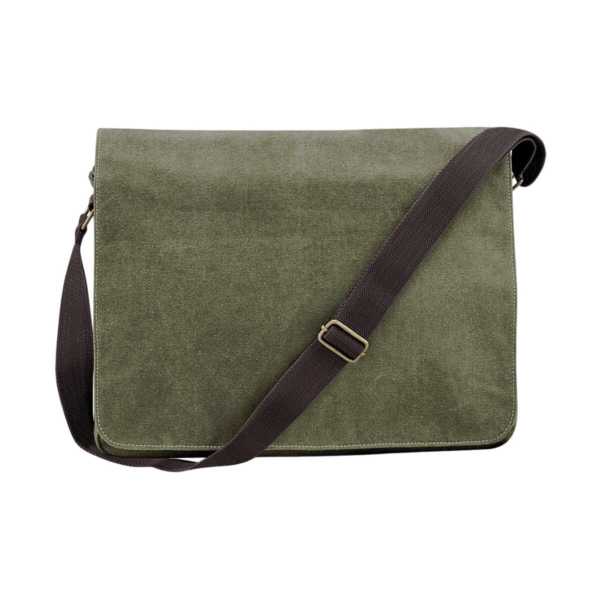 QUADRA Vintage Canvas Messenger Bag (Vintage Military Green)