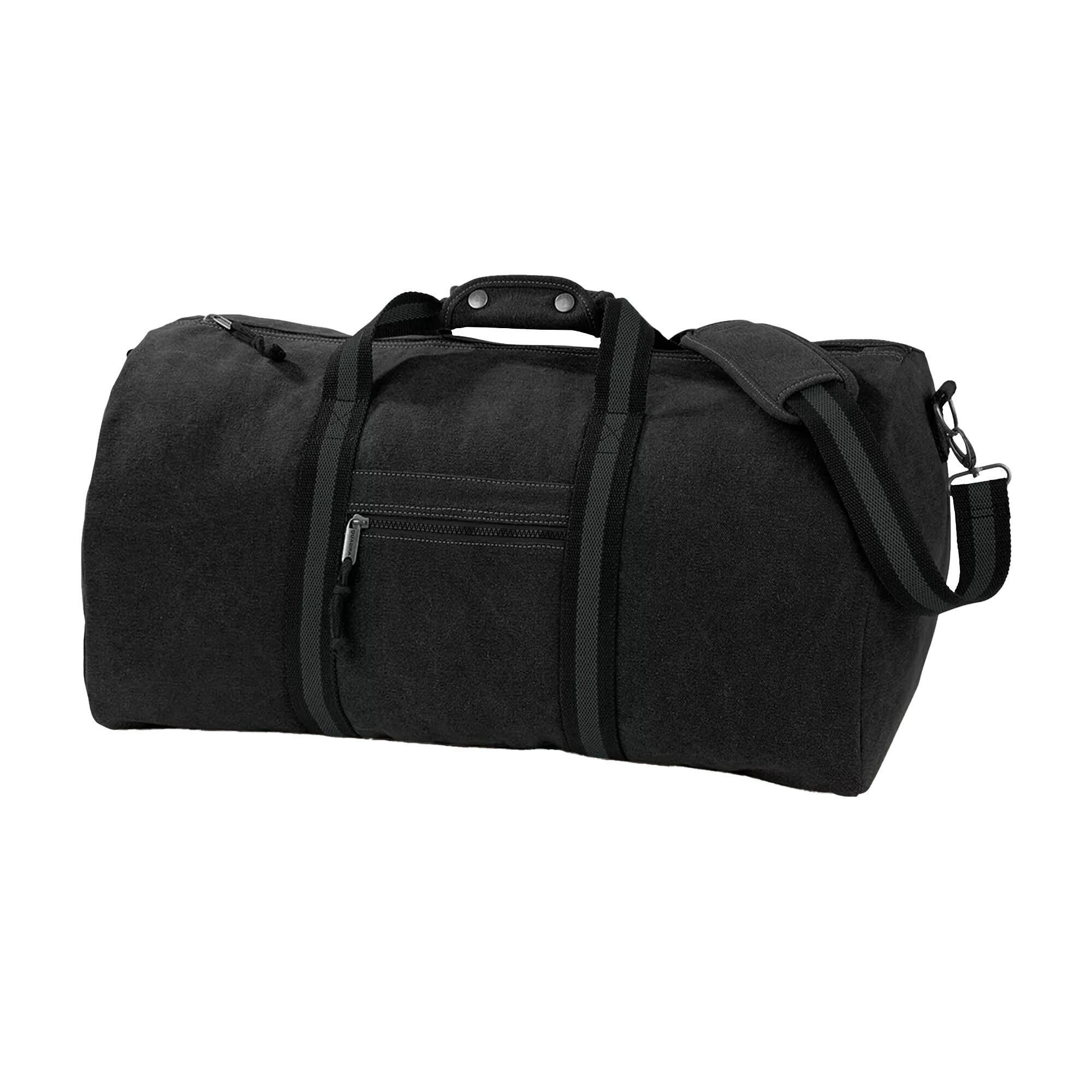 QUADRA Vintage Canvas Holdall Duffle Bag 45 Litres (Vintage Black)