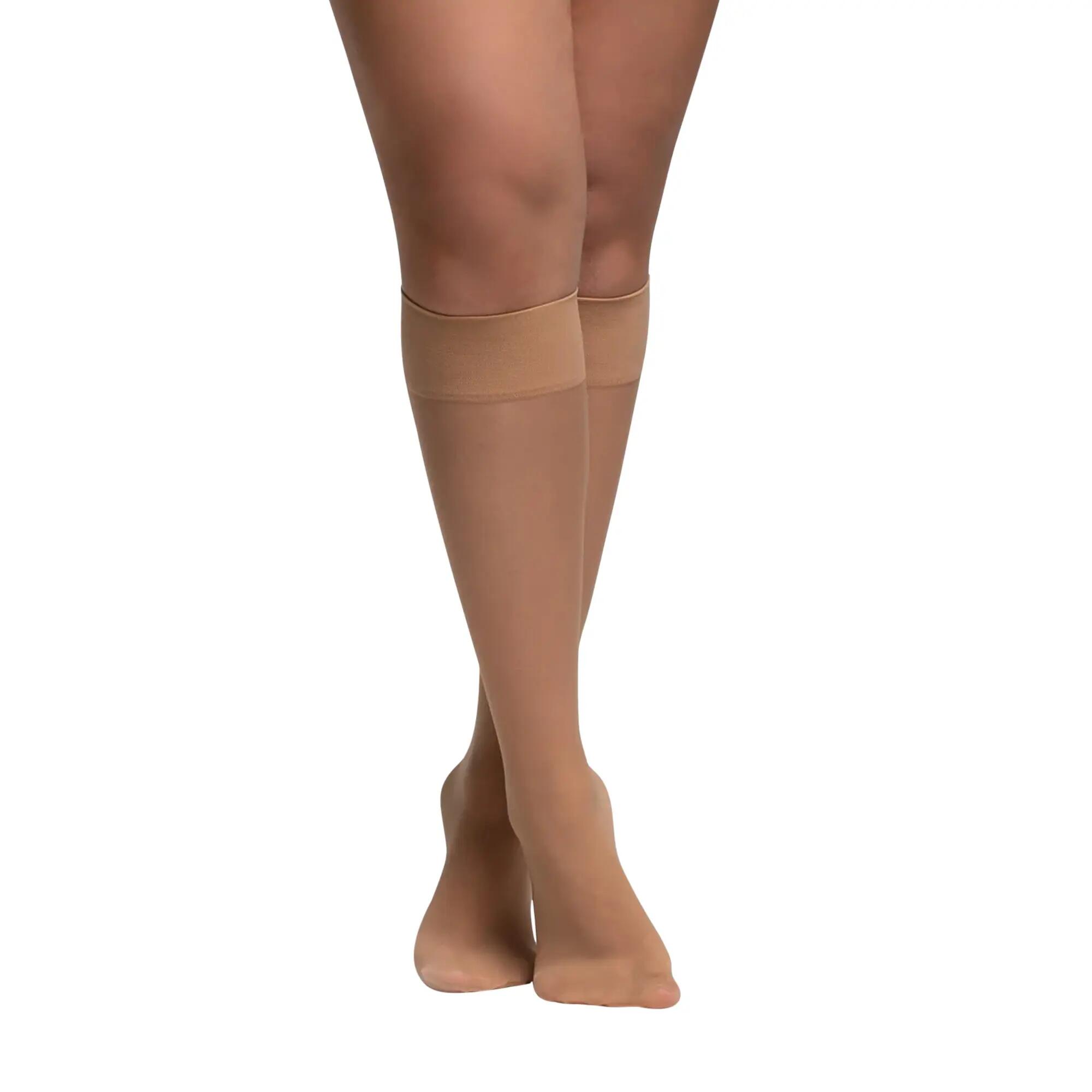 Womens/Ladies Glossy Knee Highs (2 Pairs) (Cool Tan) 2/4