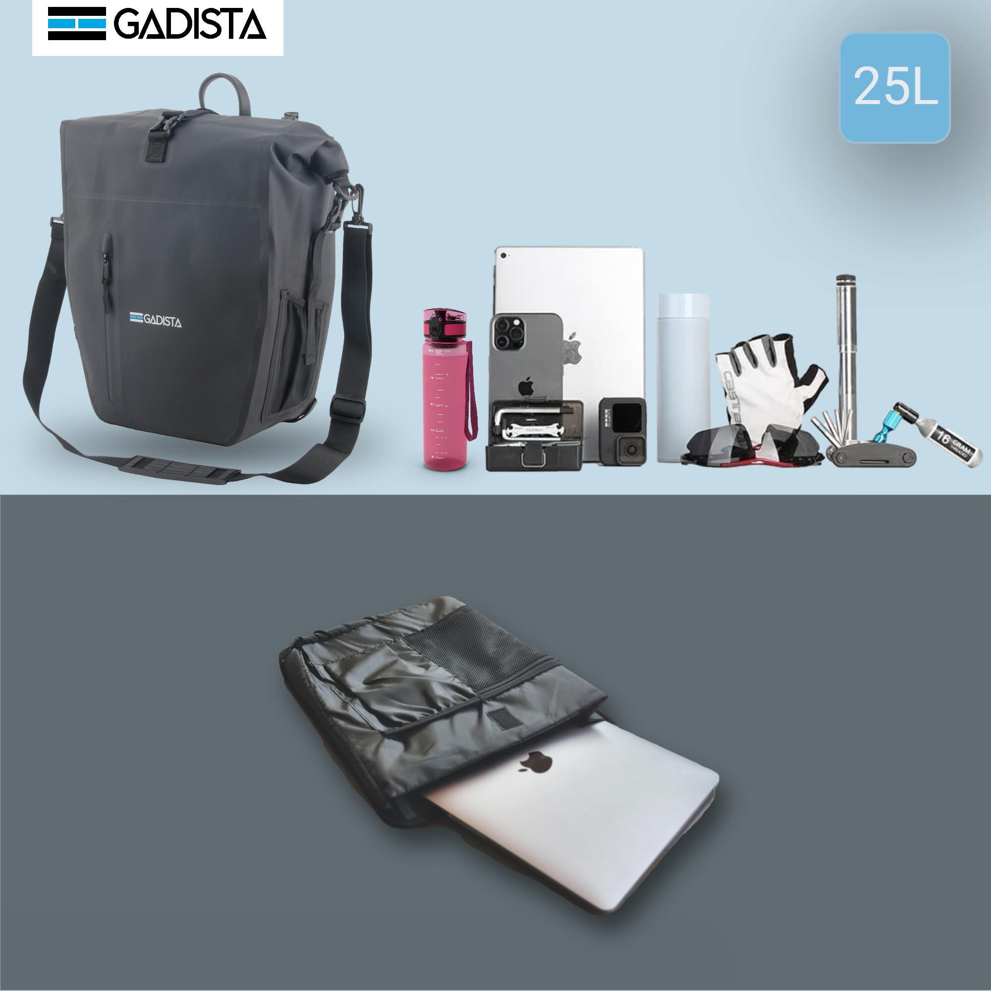 GADISTA Frankreich, Fahrradtasche hinten 2EN1 TPU-Wasserdicht universell 6/7