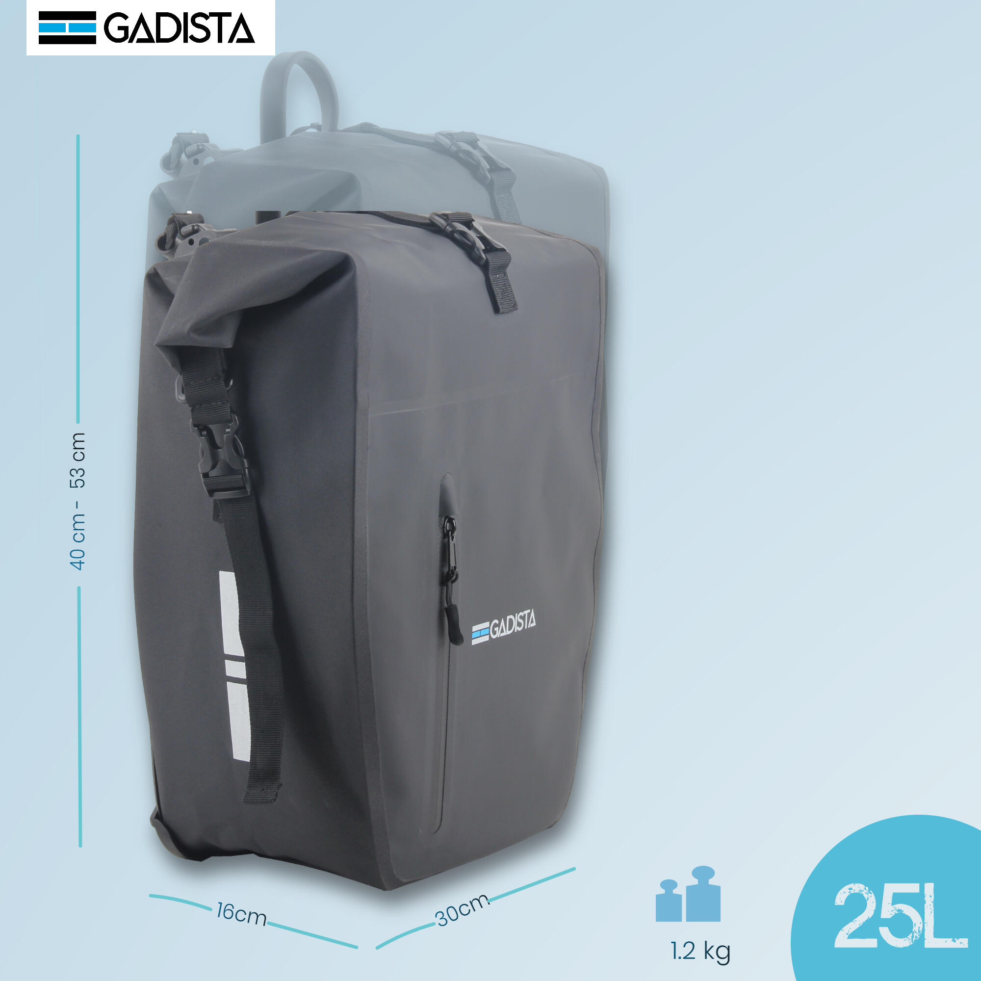 KIMISS Sacoche Vélo Double 25L Étanché - Porte-Bagages Arrière Siège Route & Montagne - Noir/Rouge