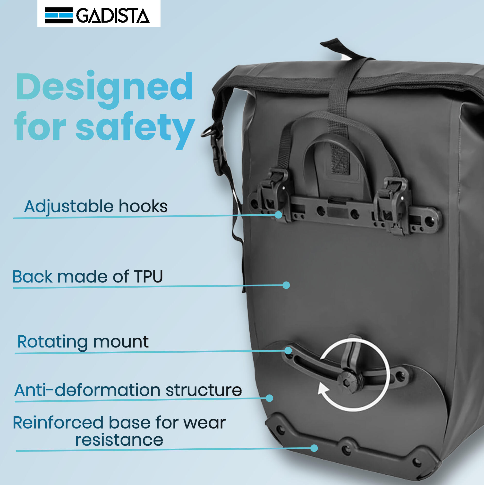 GADISTA Frankreich, Fahrradtasche hinten 2EN1 TPU-Wasserdicht universell 5/7