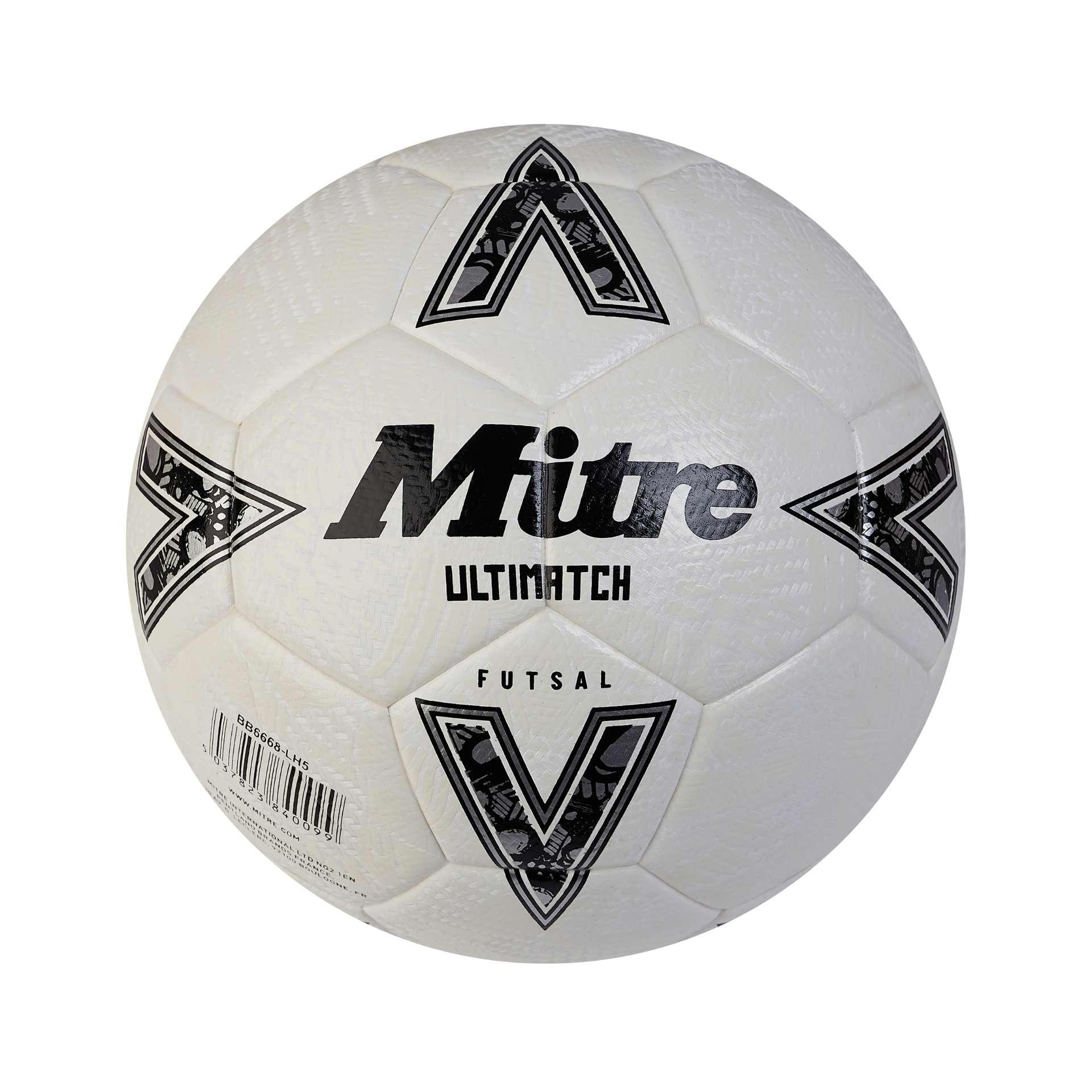 MITRE Ultimatch Futsal Football (White/Black/Silver)