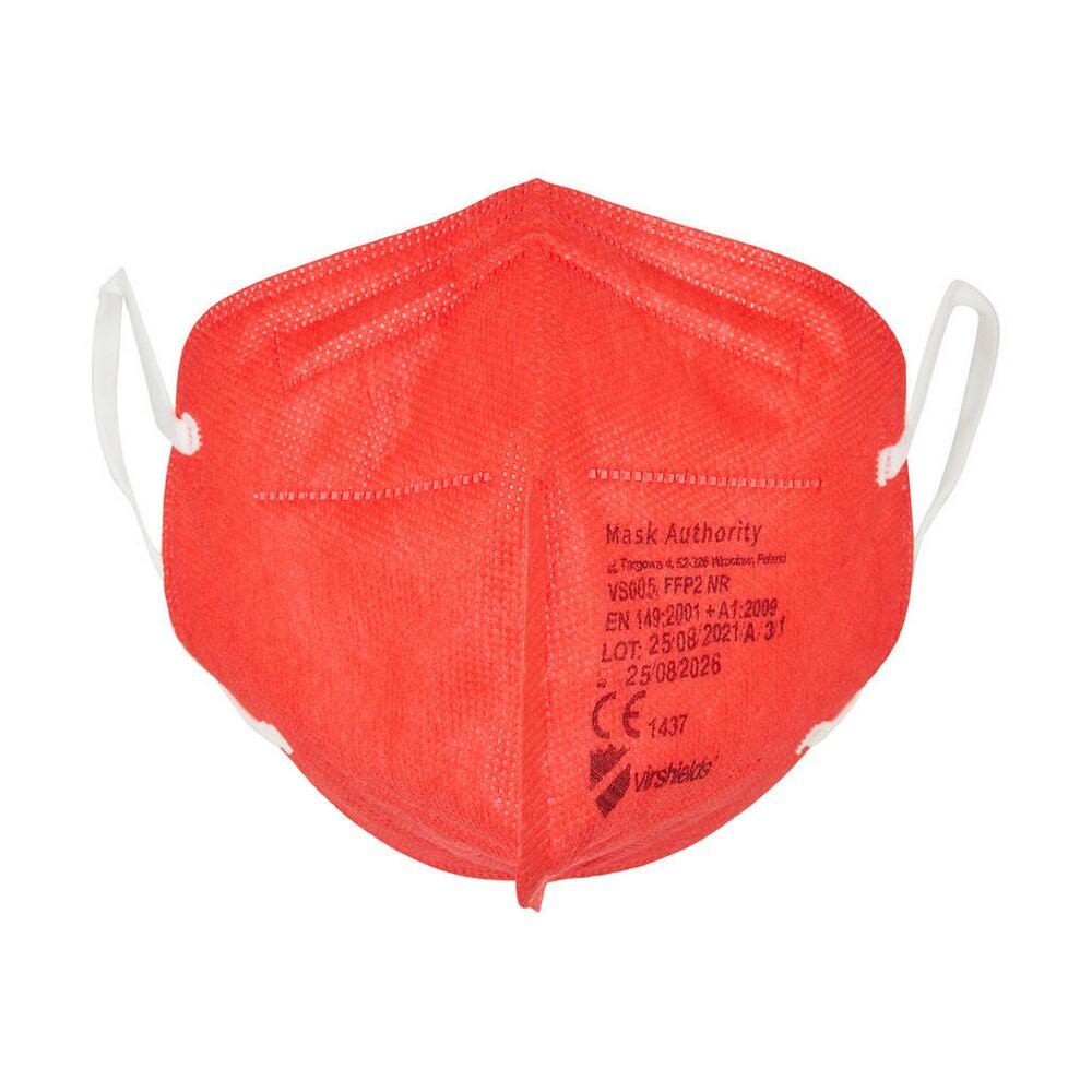 VIRSHIELDS Máscara facial FFP2 de 5 camadas (embalagem de 10) Vermelho