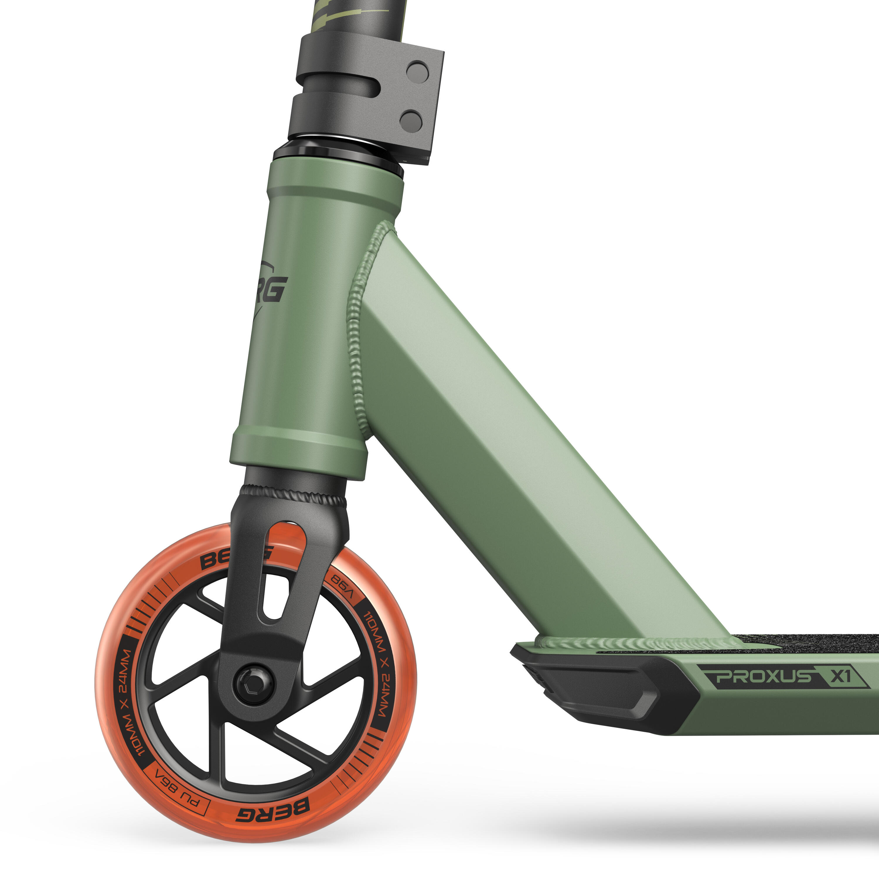 Trottinette Freestyle pour Enfants, 6+ Ans, Proxus X1 Vert/Orange 4/5