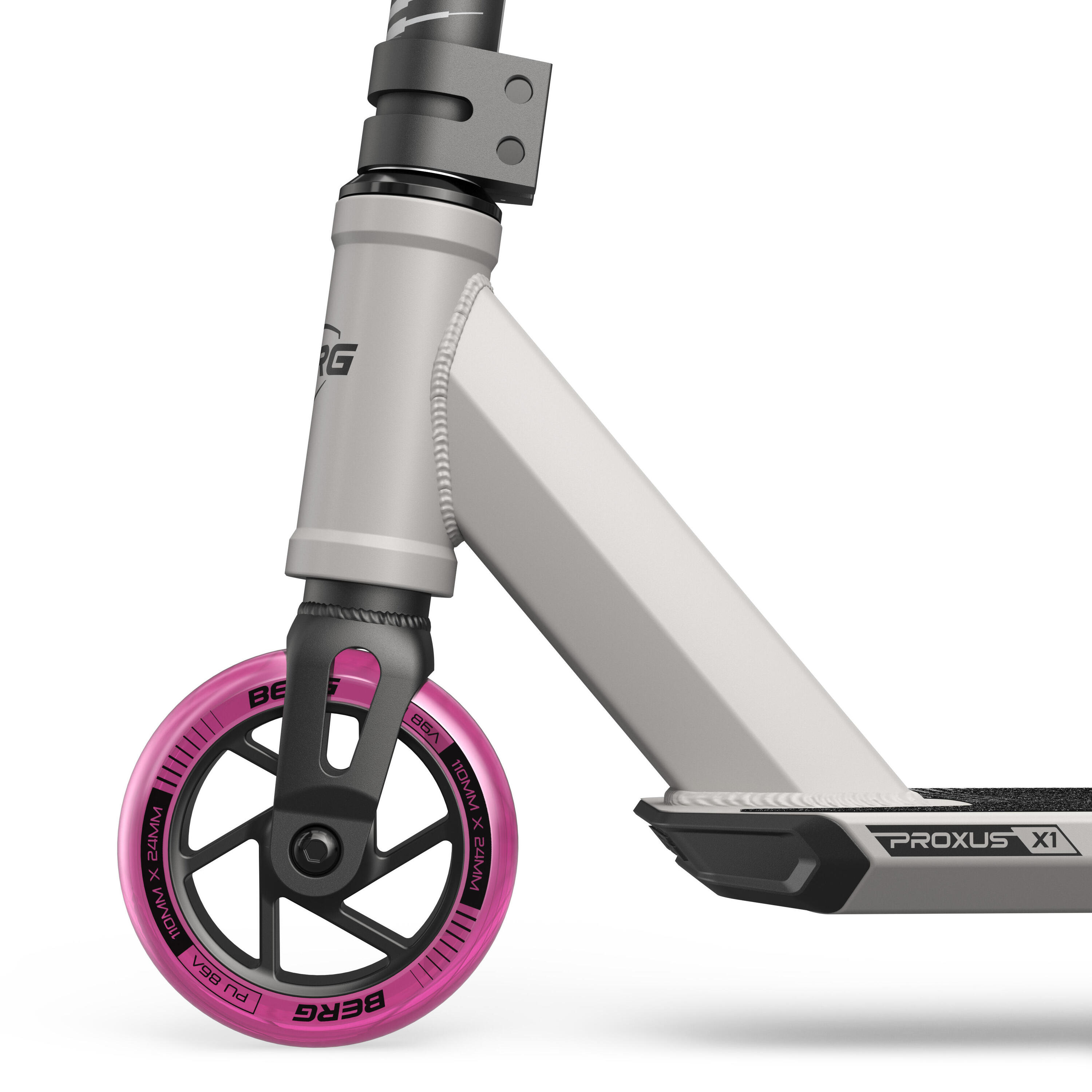 Trottinette Freestyle pour Enfants, 6+ Ans, Proxus X1 Gris/Rose 4/5