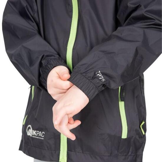Trespass Qikpac Veste Enfant Imperméable Pliante Noire