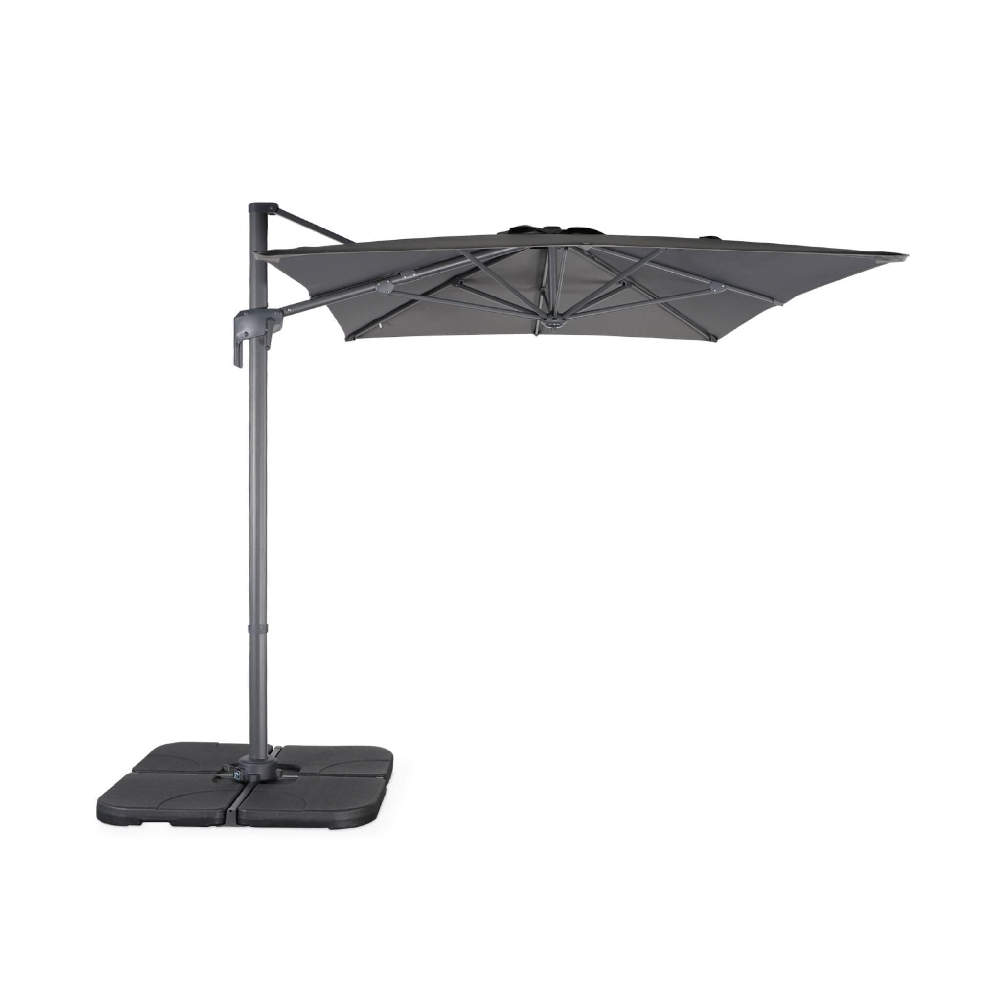 Parasol rectangular excéntrico, 3x2m, Gris 4/6