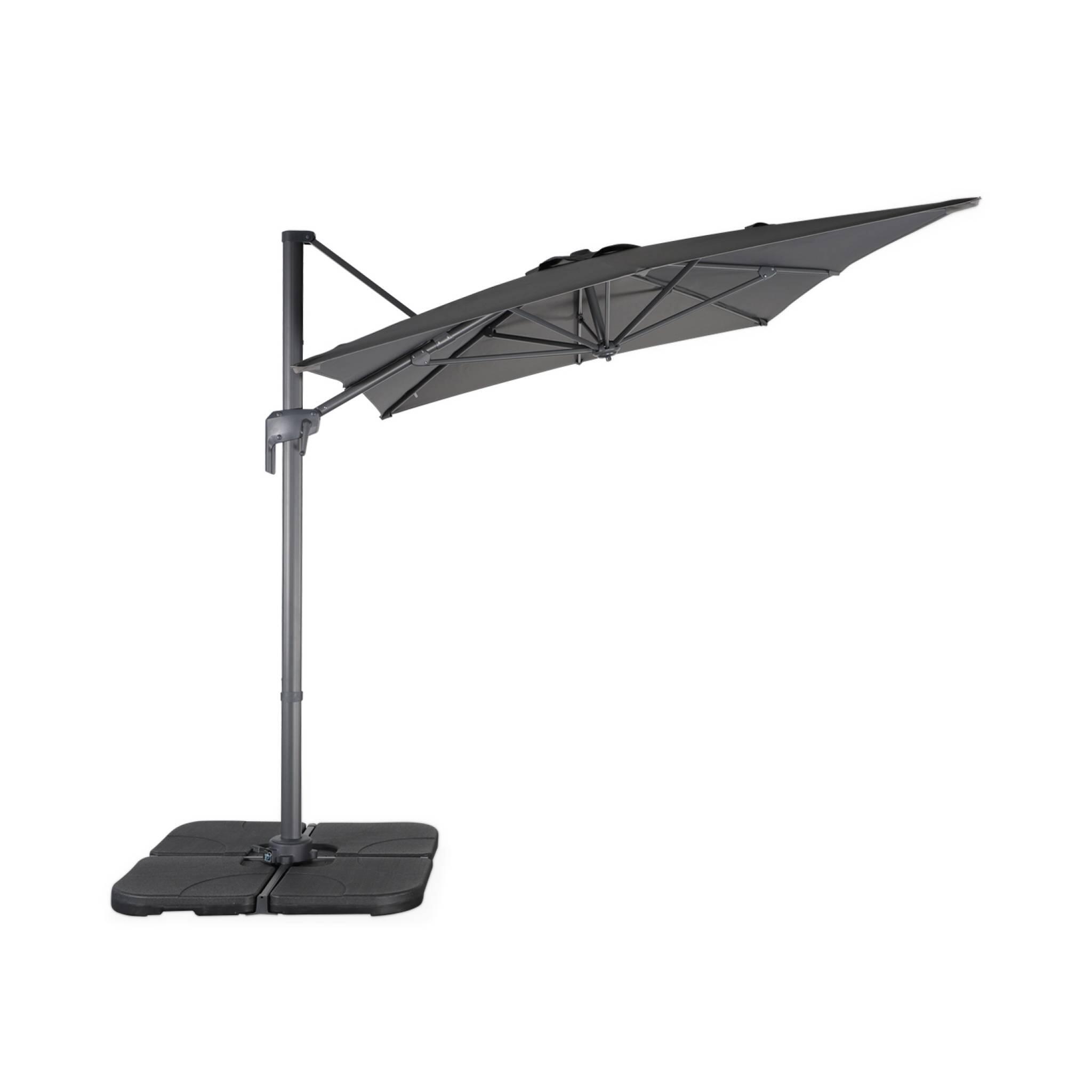 Parasol rectangular excéntrico, 3x2m, Gris 5/6