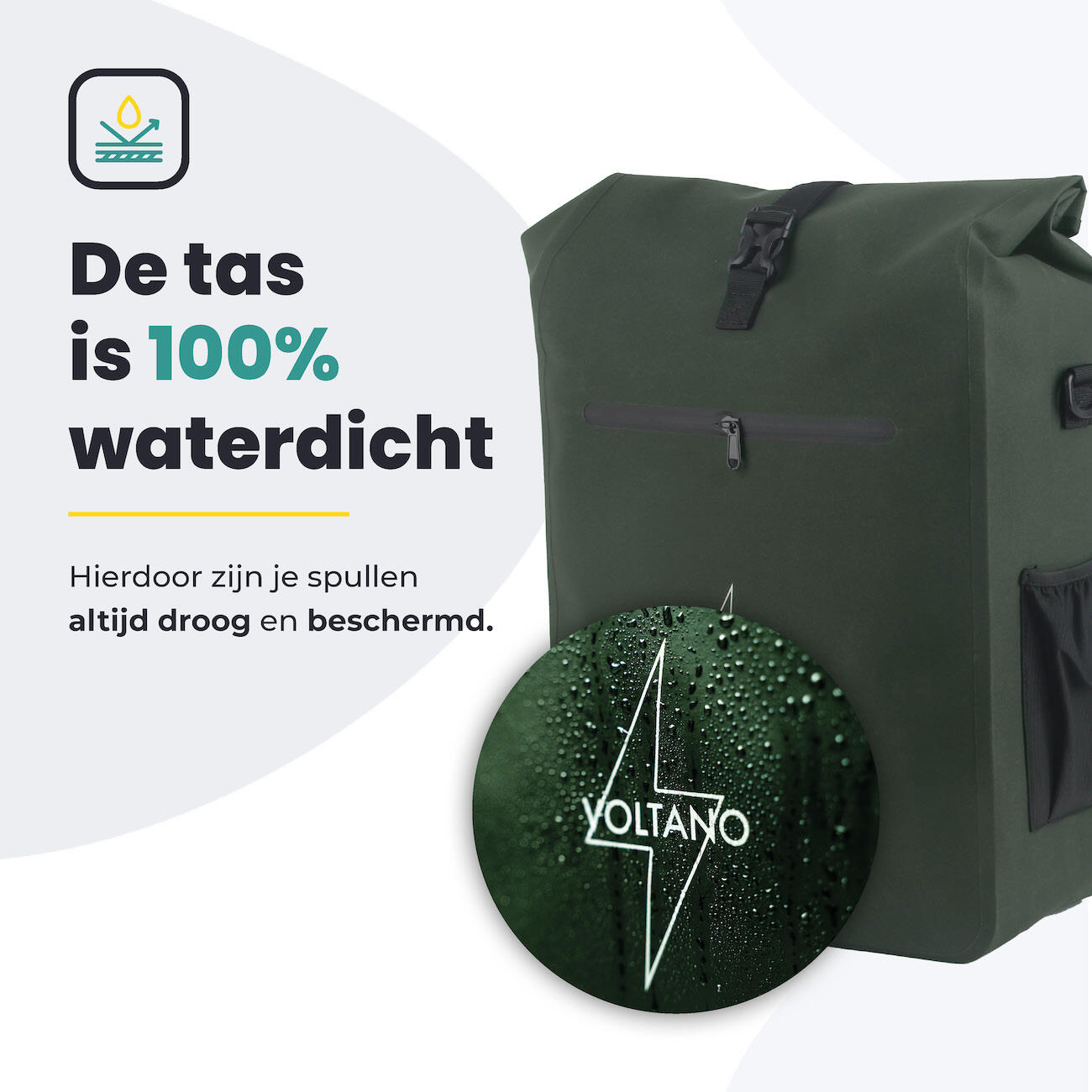 Fietstas voor Toerfietsen van het merk VOLTANO - Unisex - Kleur GROEN -  - 28 3/7