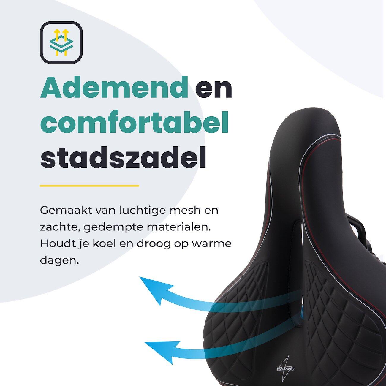 Voltano Zen Fietszadel Met Antislip Gelpads - Zwart / Rood 4/7