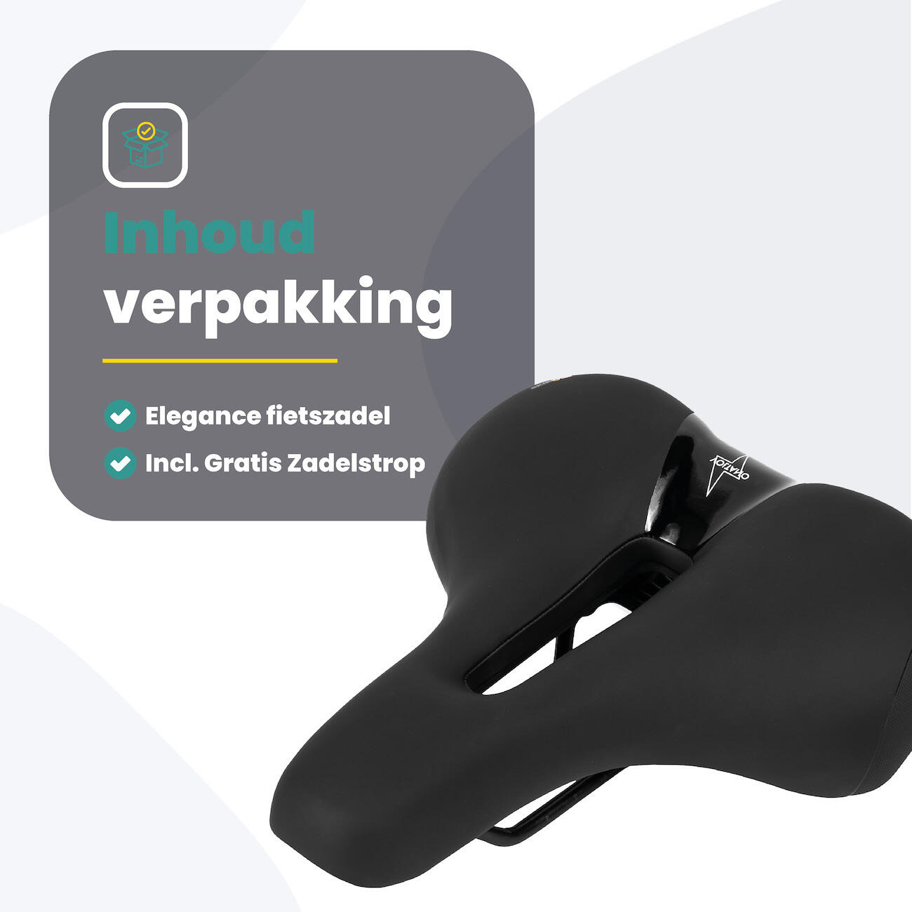 Voltano Fietszadel Elegance - Zwart - Unisex - Breed - Gel Zadel 3/7