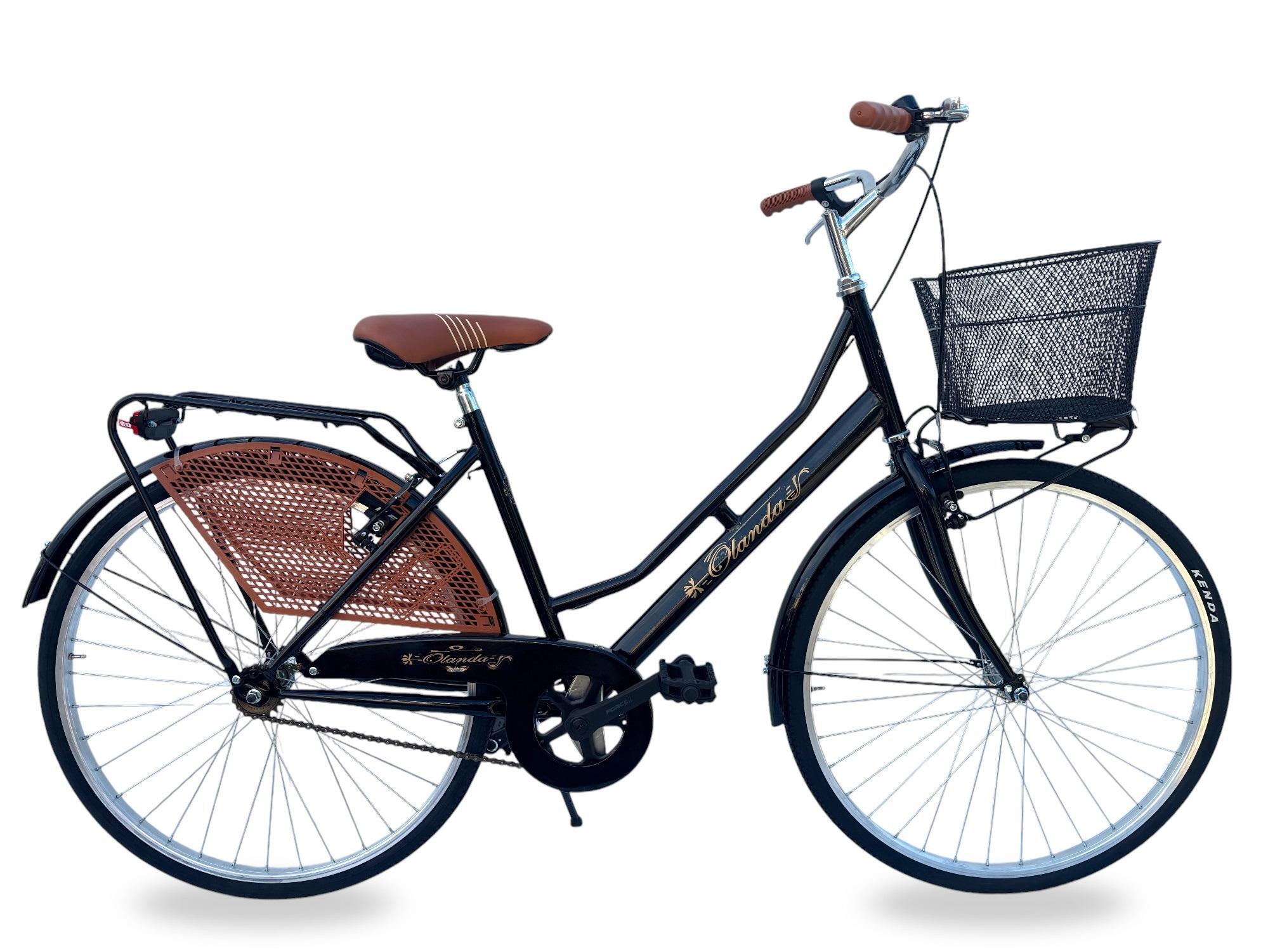 Bicicletta Donna da Passeggio Misura 26 Bici da città Vintage con Cestino Nera 1/8