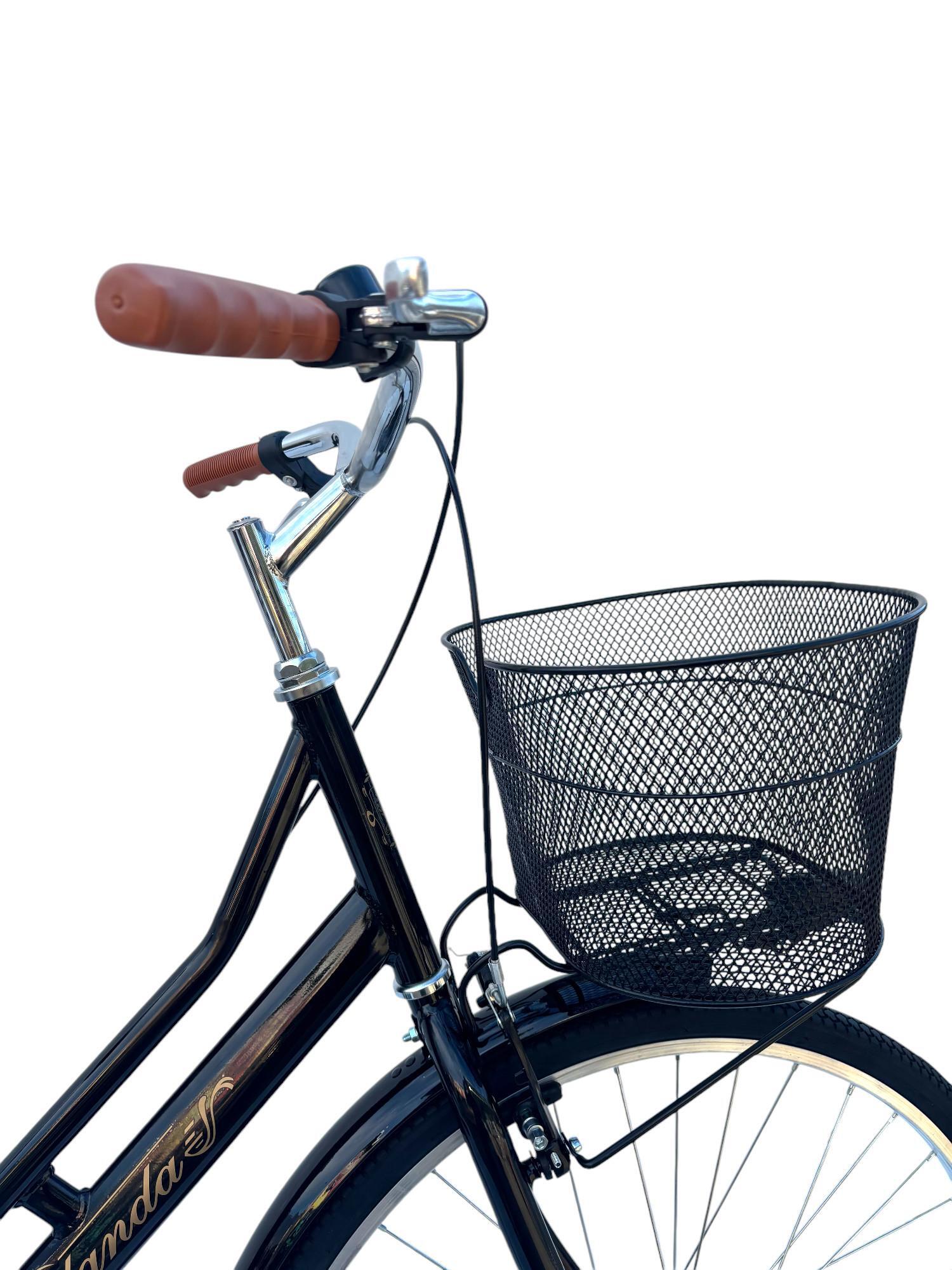 Bicicletta Donna da Passeggio Misura 26 Bici da città Vintage con Cestino Nera 4/8