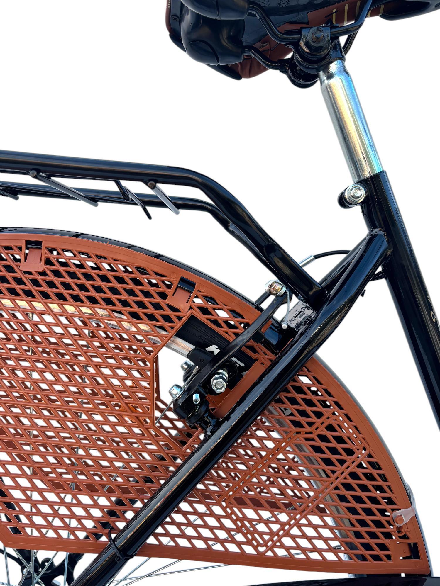 Bicicletta Donna da Passeggio 26 Bici città Vintage con Cestino e Borse Nera 6/7