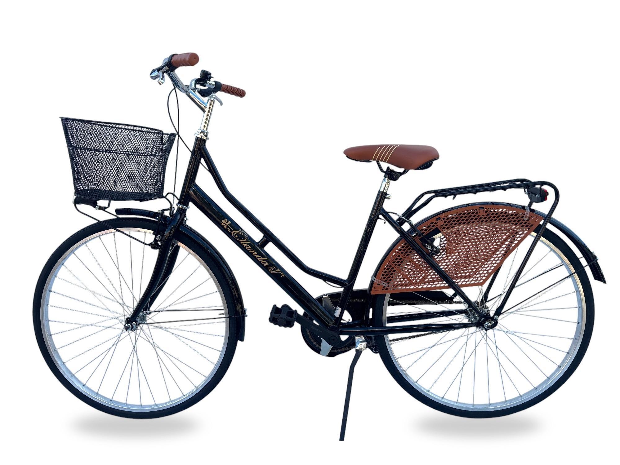 Bicicletta Donna da Passeggio Misura 26 Bici da città Vintage con Cestino Nera 2/8