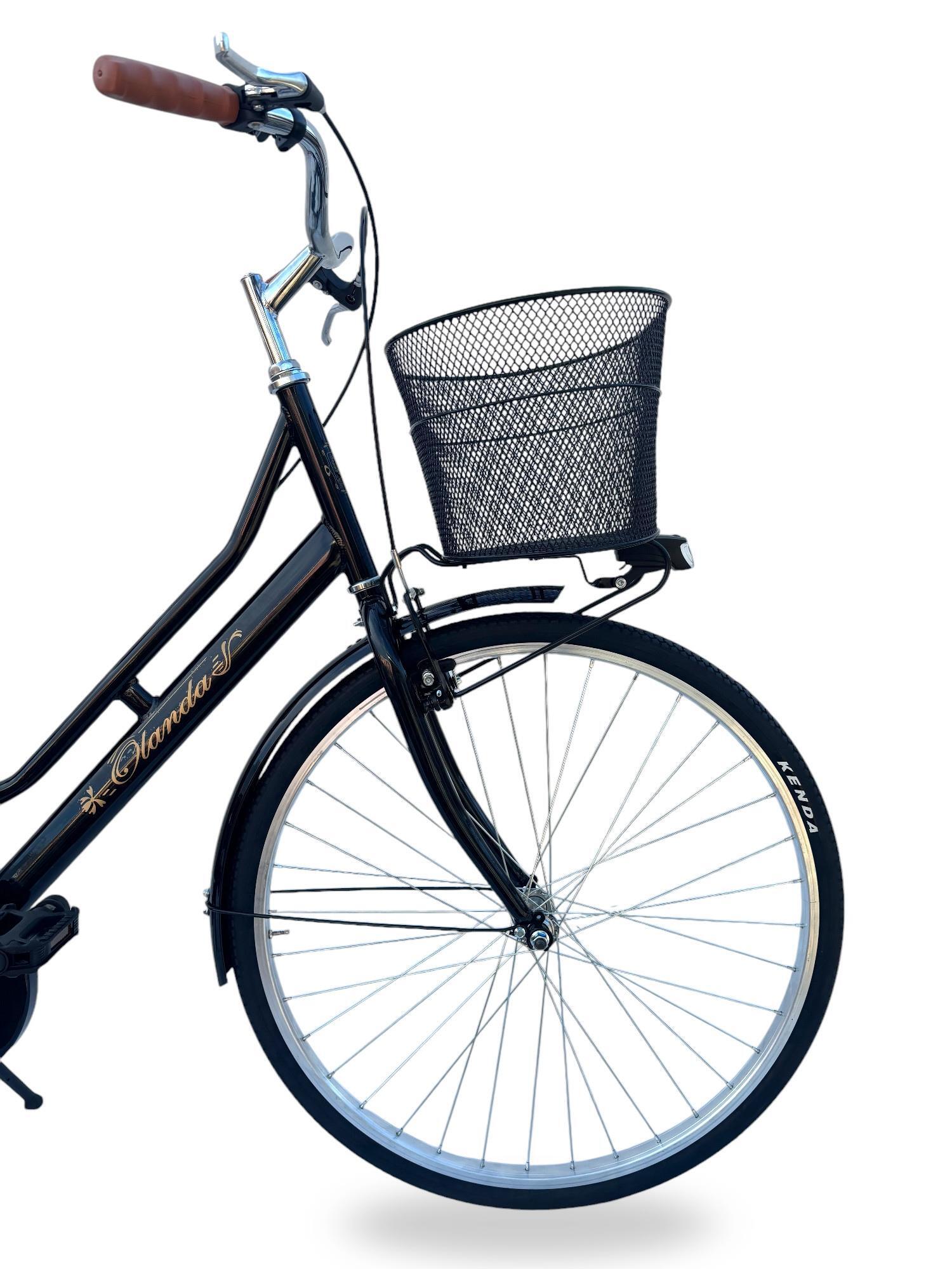 Bicicletta Donna da Passeggio 26 Bici città Vintage con Cestino e Borse Nera 4/7