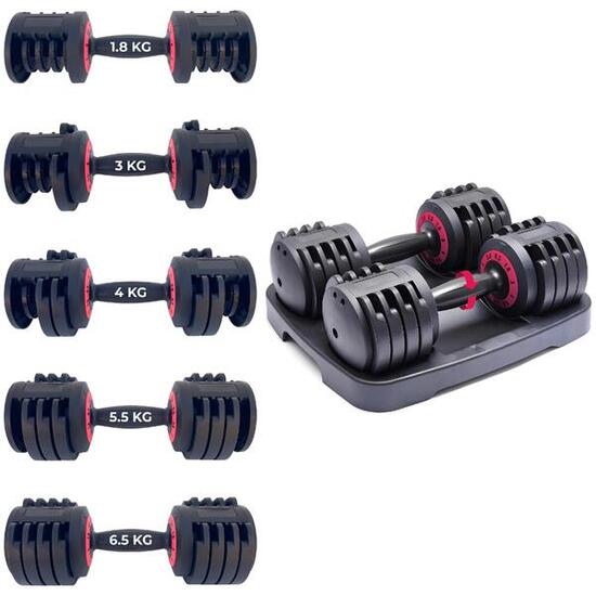 Coppia Manubri Pesi Palestra Casa Da 1.8 A 6.5 Kg - 5 Livelli Regolabili Set Con
