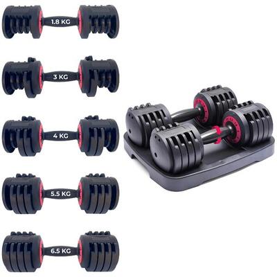 COPPIA MANUBRI PESI PALESTRA CASA DA 1.8 A 6.5 KG - 5 LIVELLI REGOLABILI SET CON