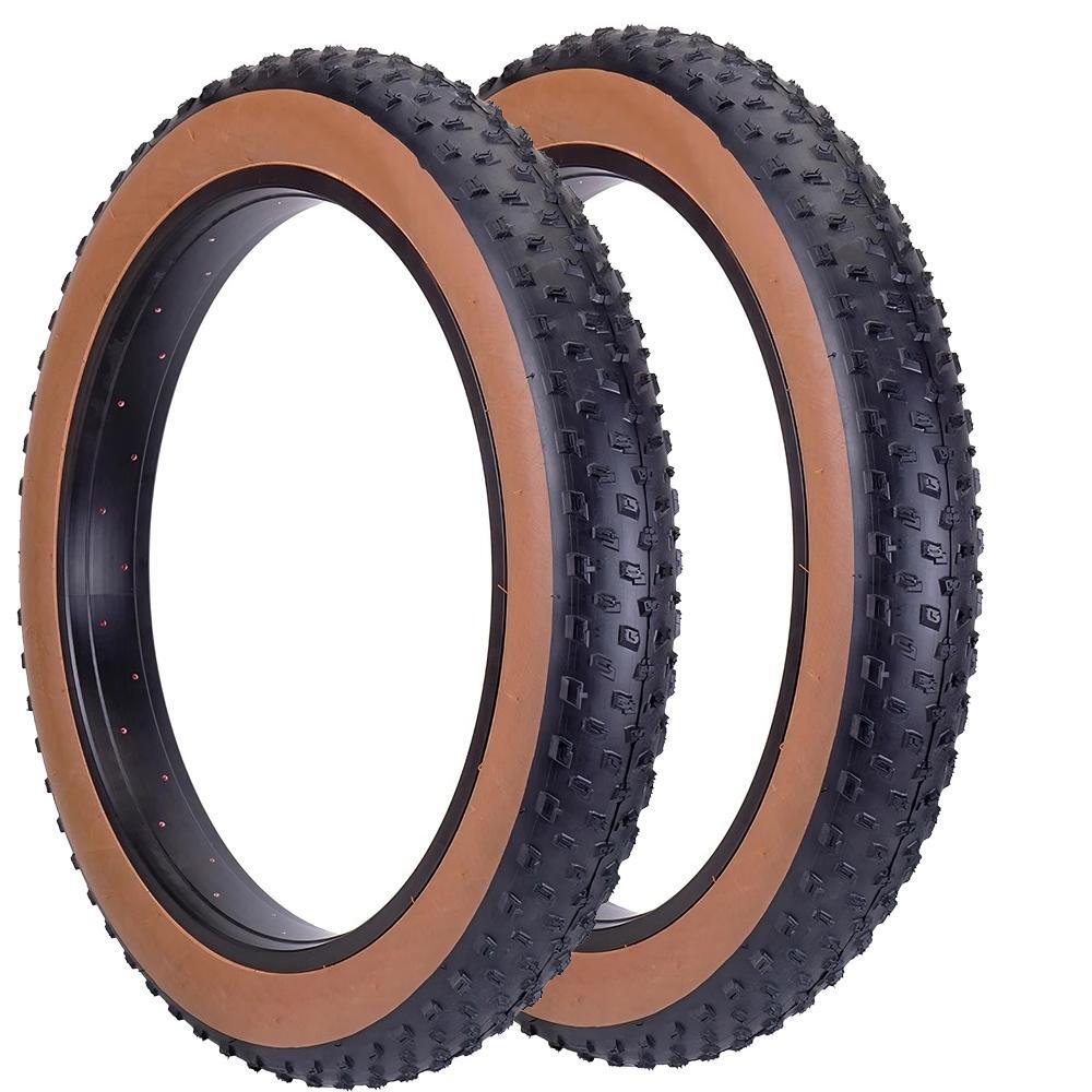 MADICKS Coppia Copertone Fat Bike Tassellato 20 X 4.0 Marrone/Nero Bici Elettrica Fascia