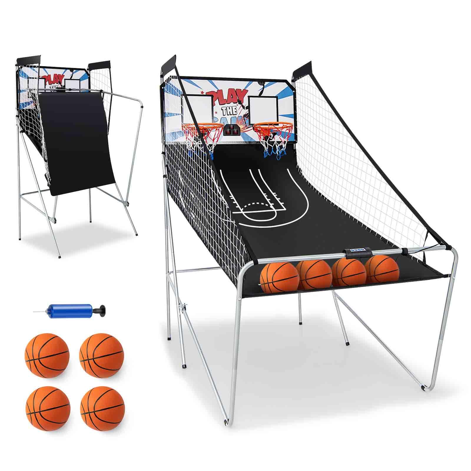 8-in-1 Basketball Arcade Game Double Shoting Machine w/Electronic Scoring