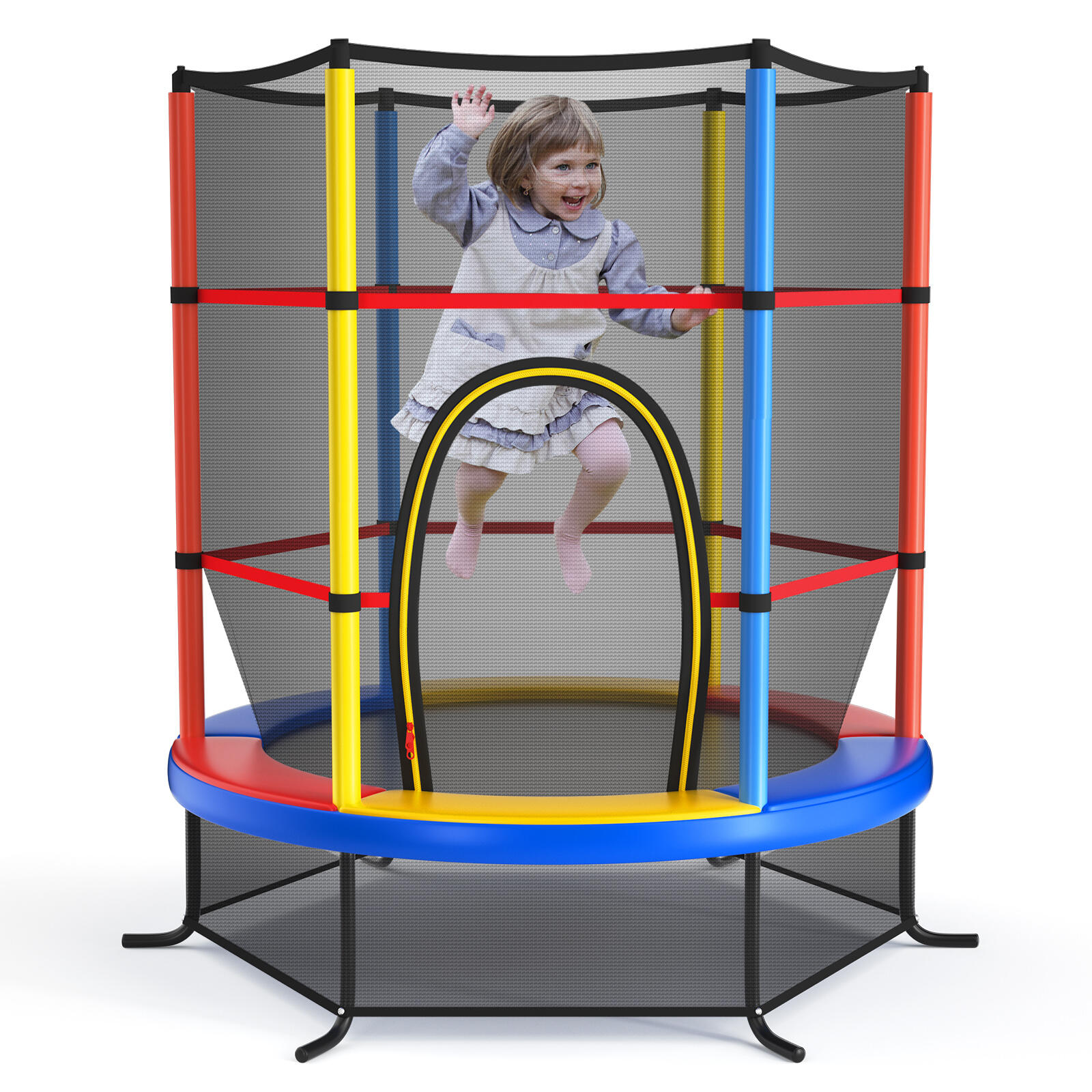 5.3FT Trampoline Bouncer Indoor Outdoor Gift w/Enclosure Net Max Load 45kg