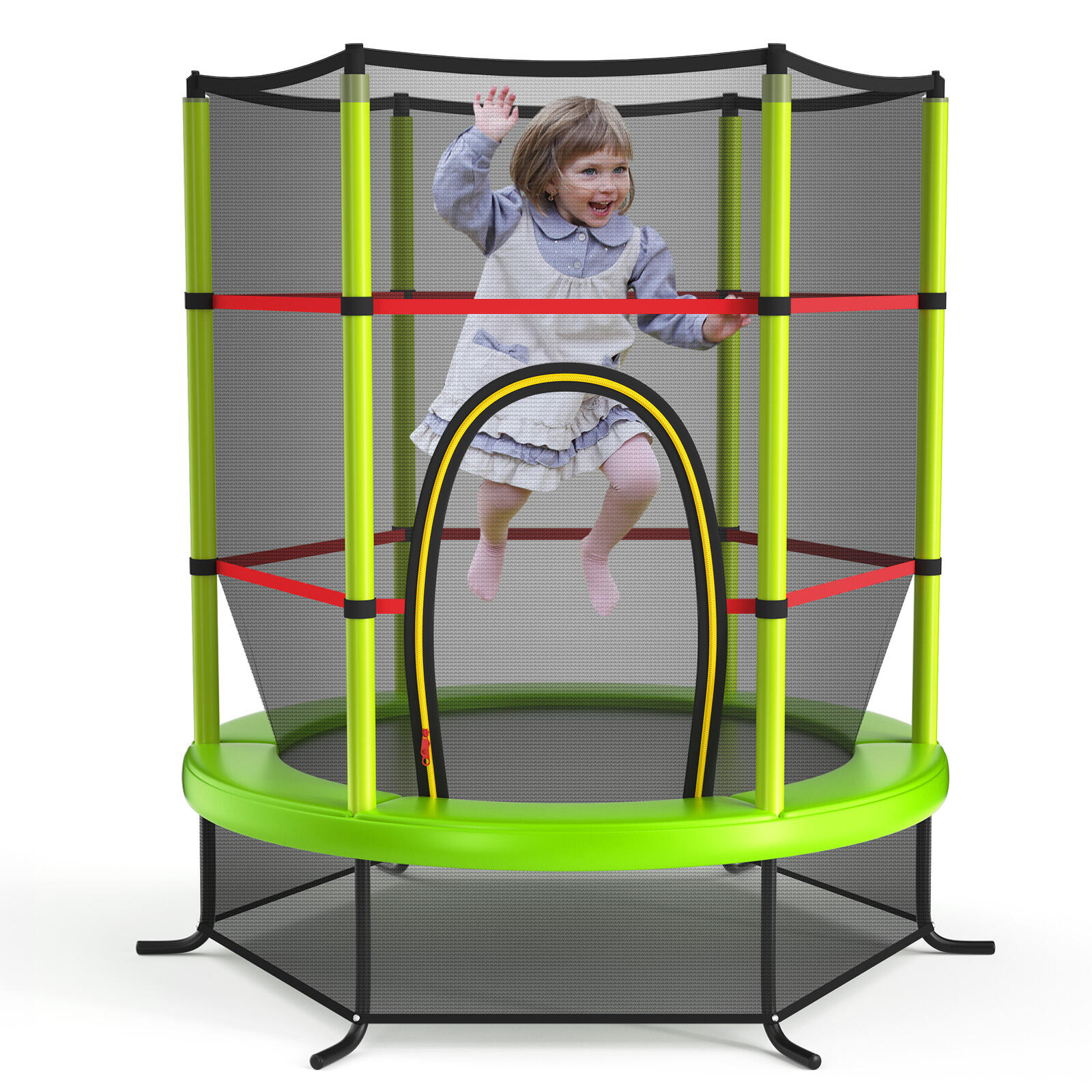 5.3FT Trampoline Bouncer Indoor Outdoor Gift w/Enclosure Net Max Load 45kg Green