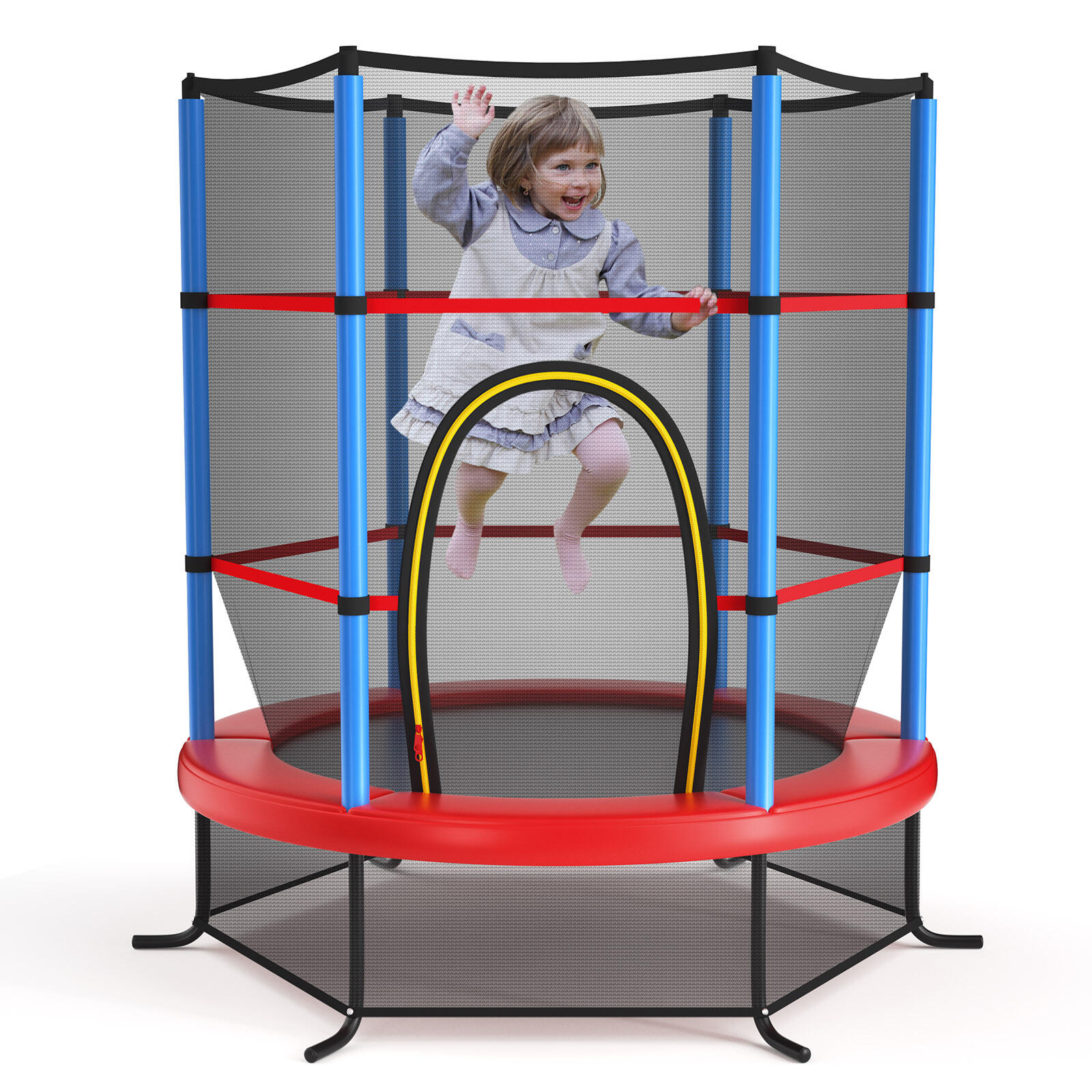 5.3FT Trampoline Bouncer Indoor Outdoor Gift w/Enclosure Net Max Load 45kg Blue