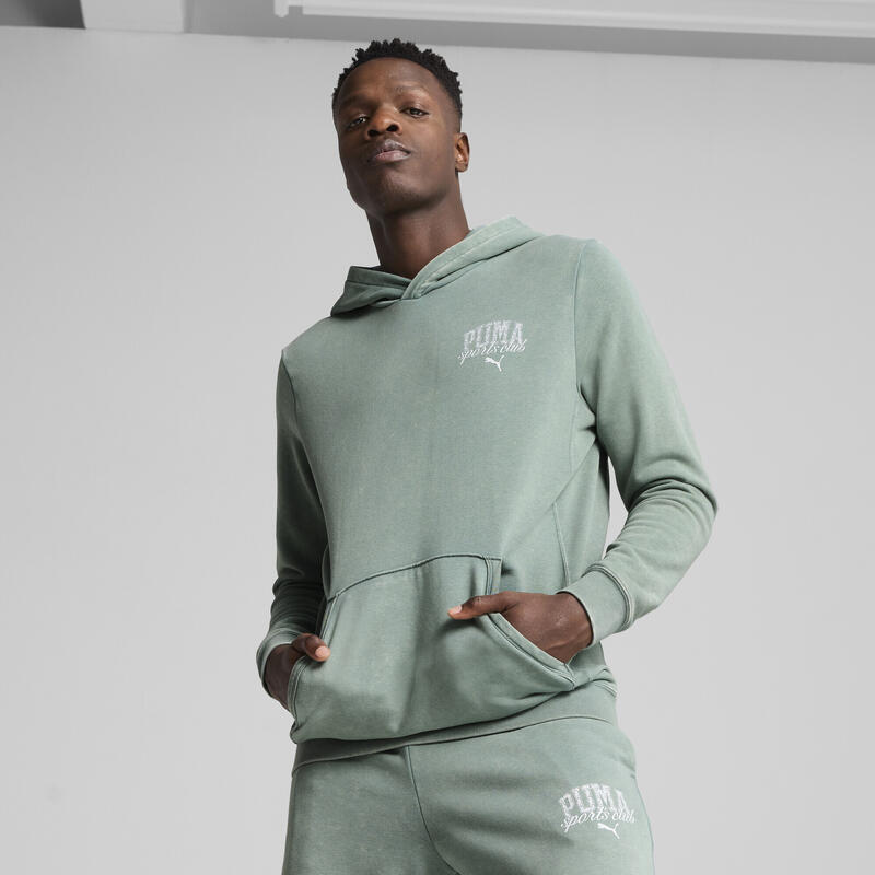 Manșoane de compresie alergare bărbați Class Washed Hoodie Negru PUMA Green Moon