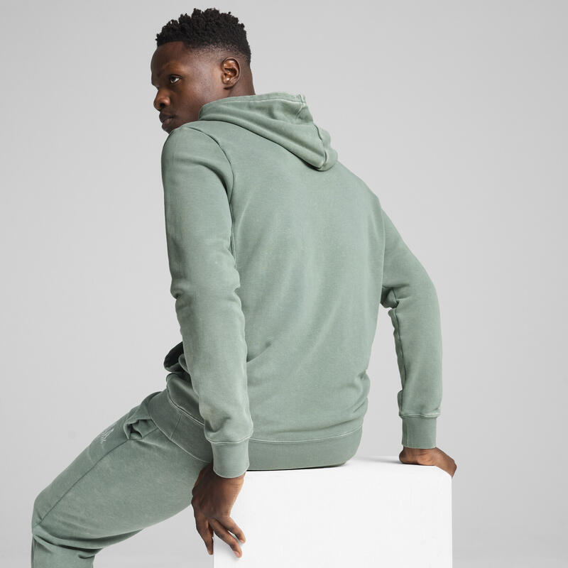 Manșoane de compresie alergare bărbați Class Washed Hoodie Negru PUMA Green Moon